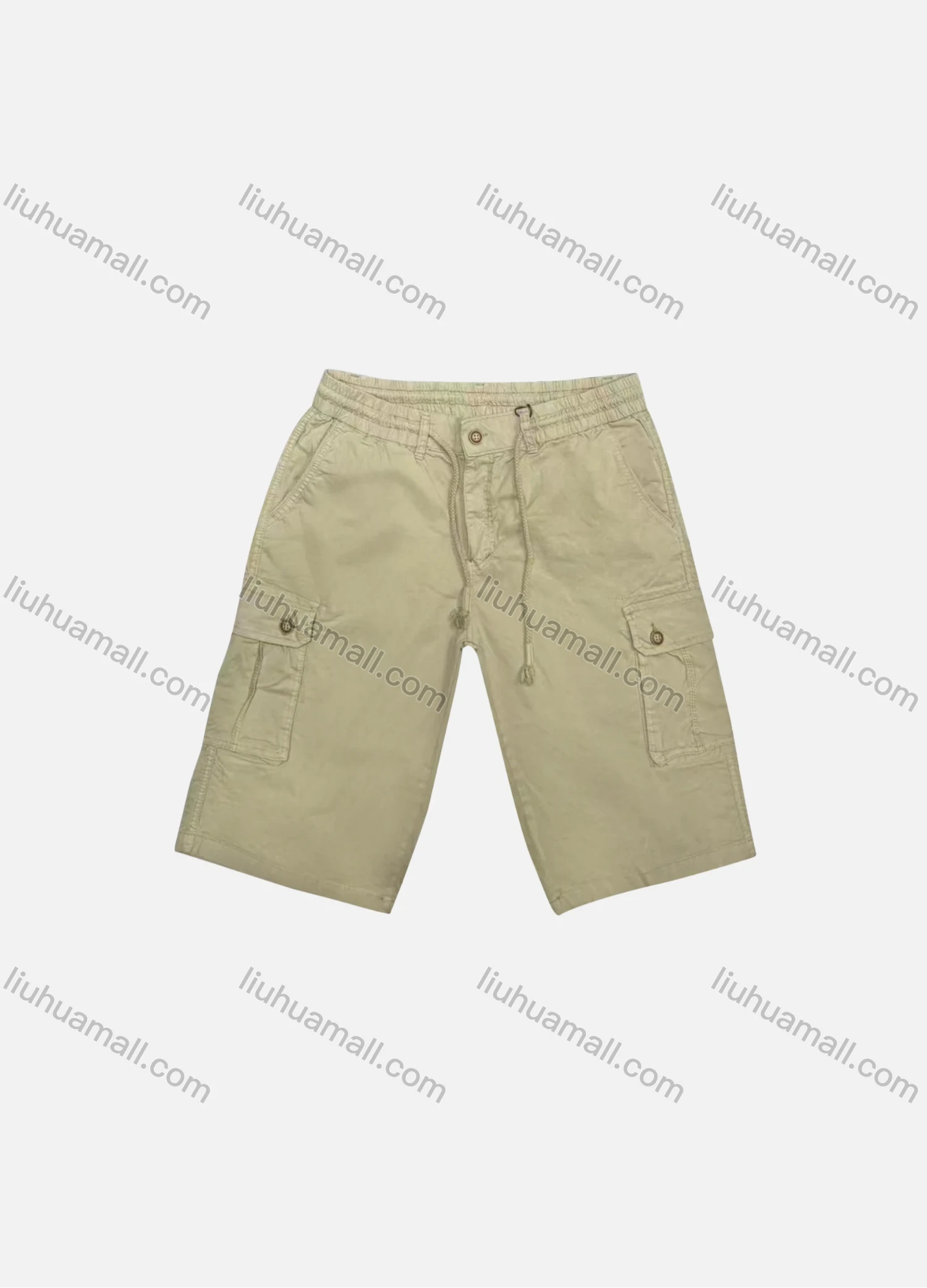 Wholesale Men's Casual Plain Flap Pockets Drawstring Cargo Shorts HK-67# - Liuhuamall