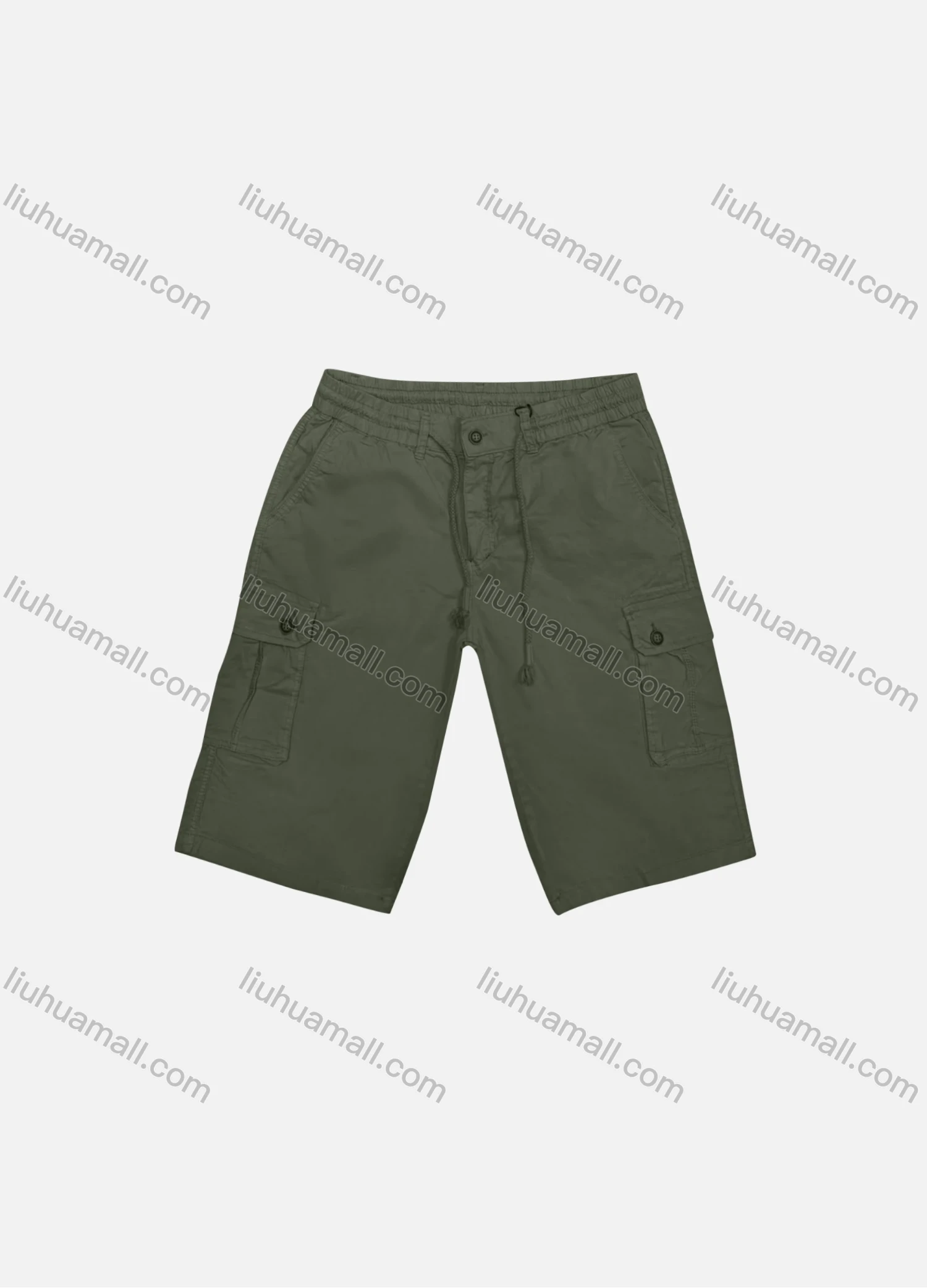 Wholesale Men's Casual Plain Flap Pockets Drawstring Cargo Shorts HK-67# - Liuhuamall