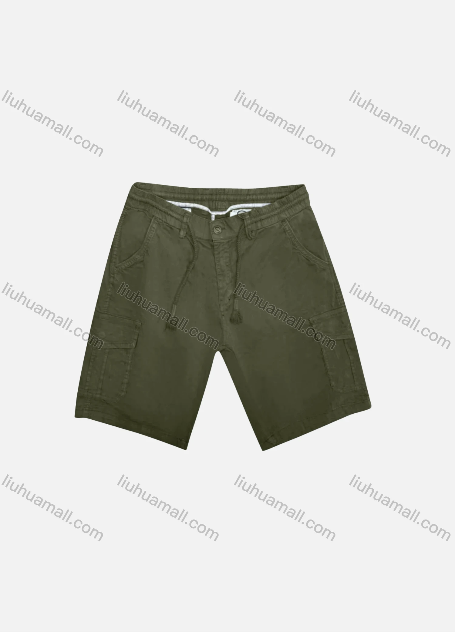 Wholesale Men's Casual Plain Drawstring Flap Pockets Cargo Shorts D-9951# - Liuhuamall