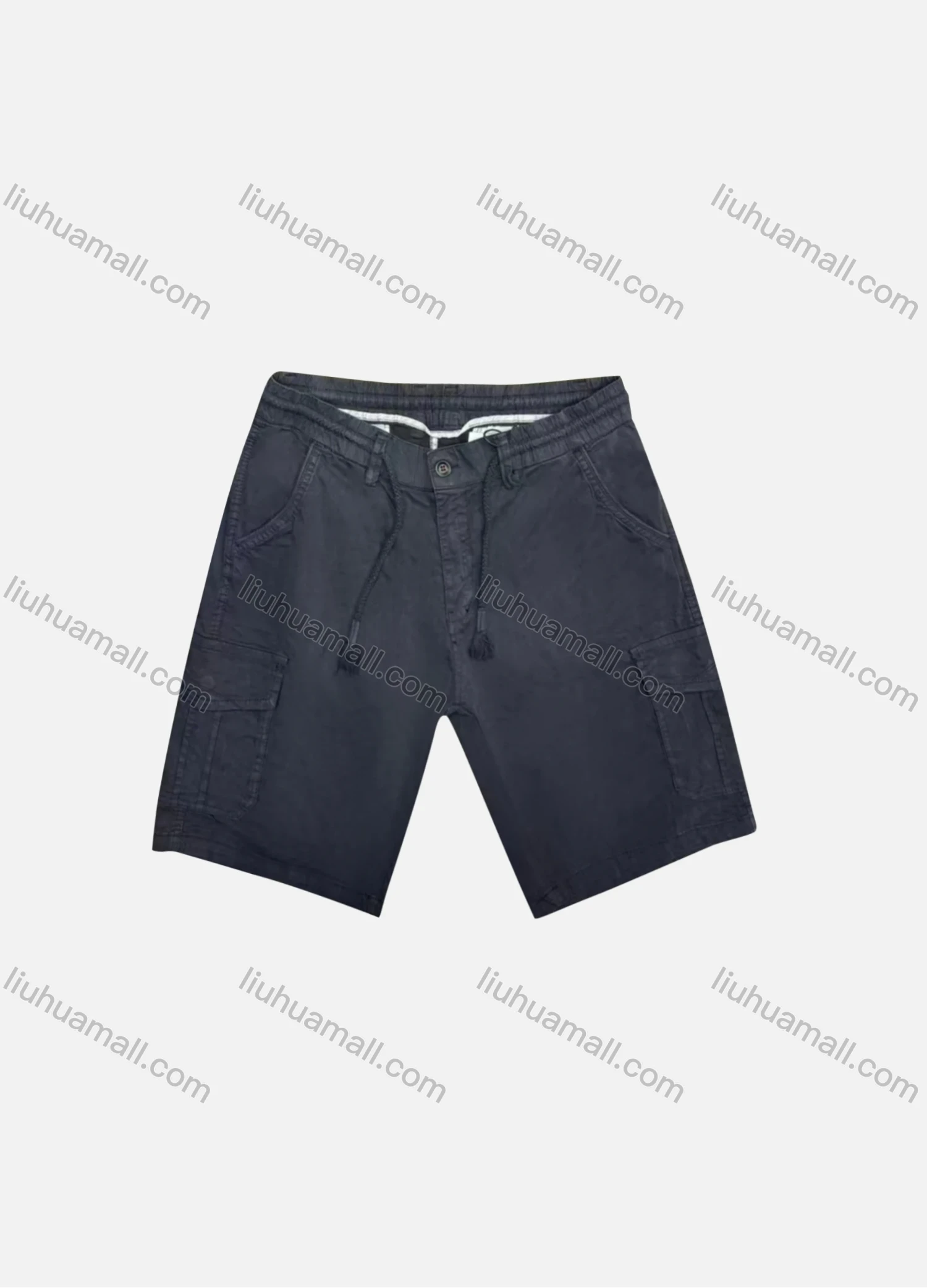 Wholesale Men's Casual Plain Drawstring Flap Pockets Cargo Shorts D-9951# - Liuhuamall