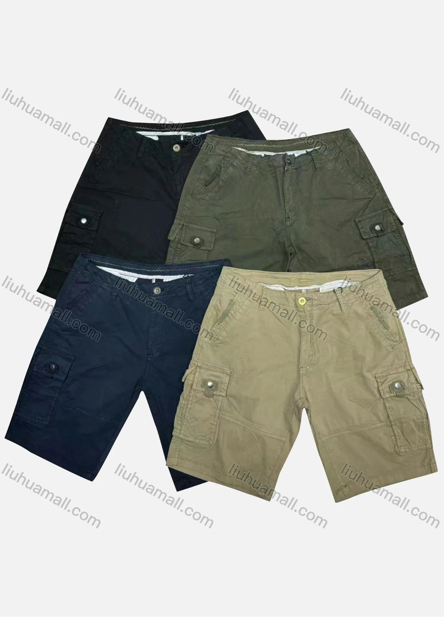 Wholesale Men's Casual Plain Multiple Pockets Cargo Shorts D-758# - Liuhuamall