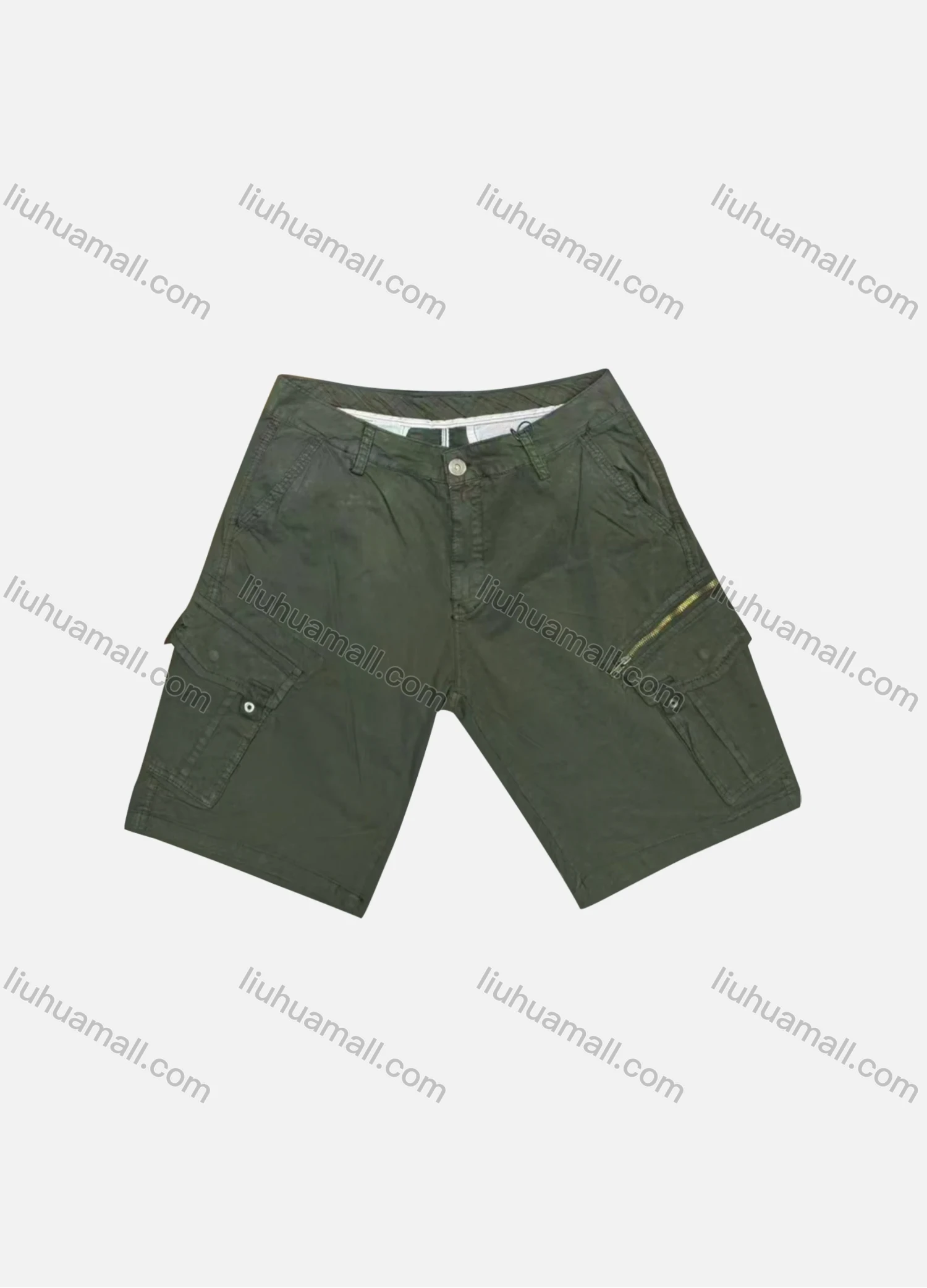 Wholesale Men's Casual Plain Flap Pockets Zip Decor Cargo Shorts D-756# - Liuhuamall