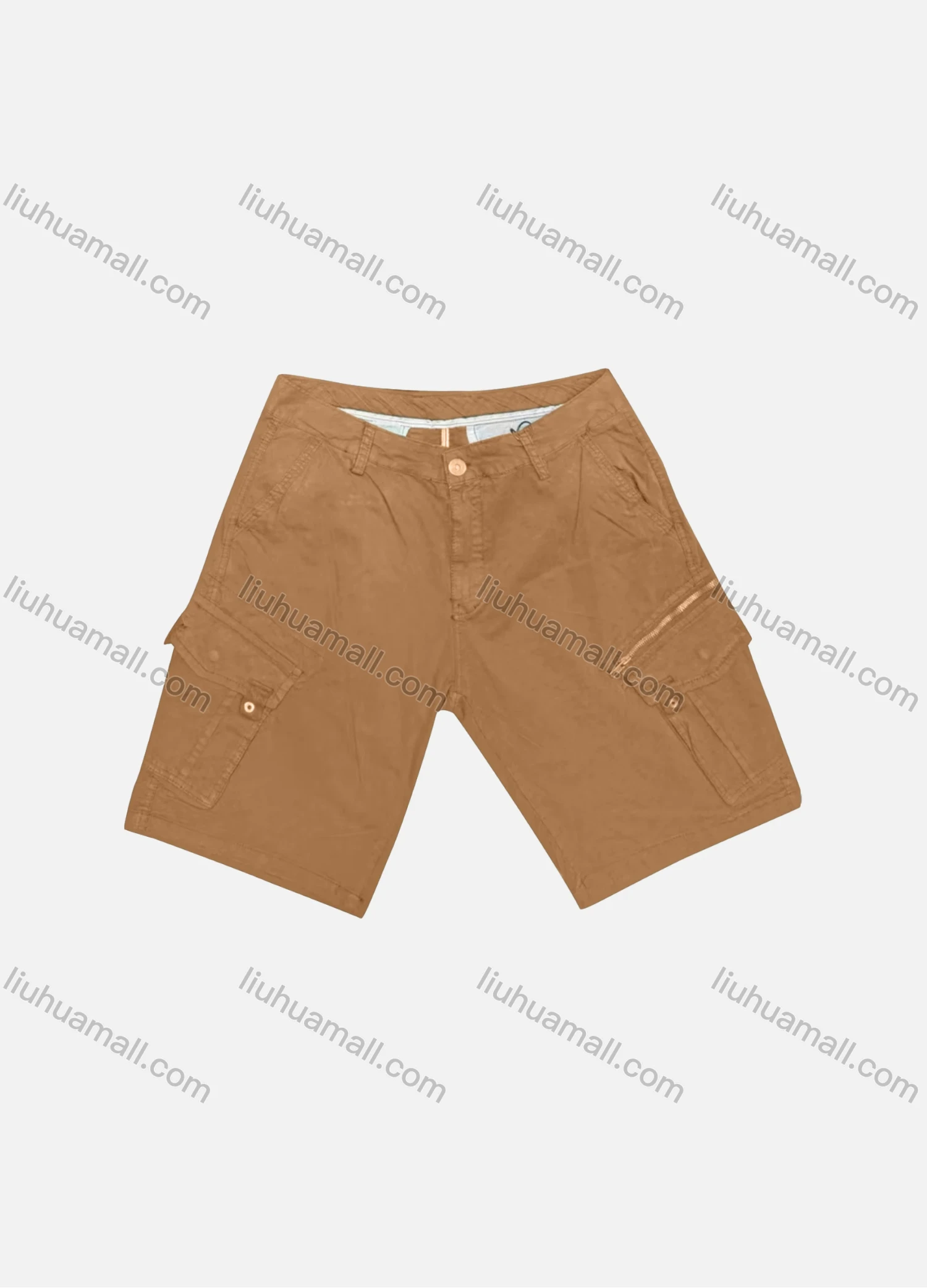 Wholesale Men's Casual Plain Flap Pockets Zip Decor Cargo Shorts D-756# - Liuhuamall