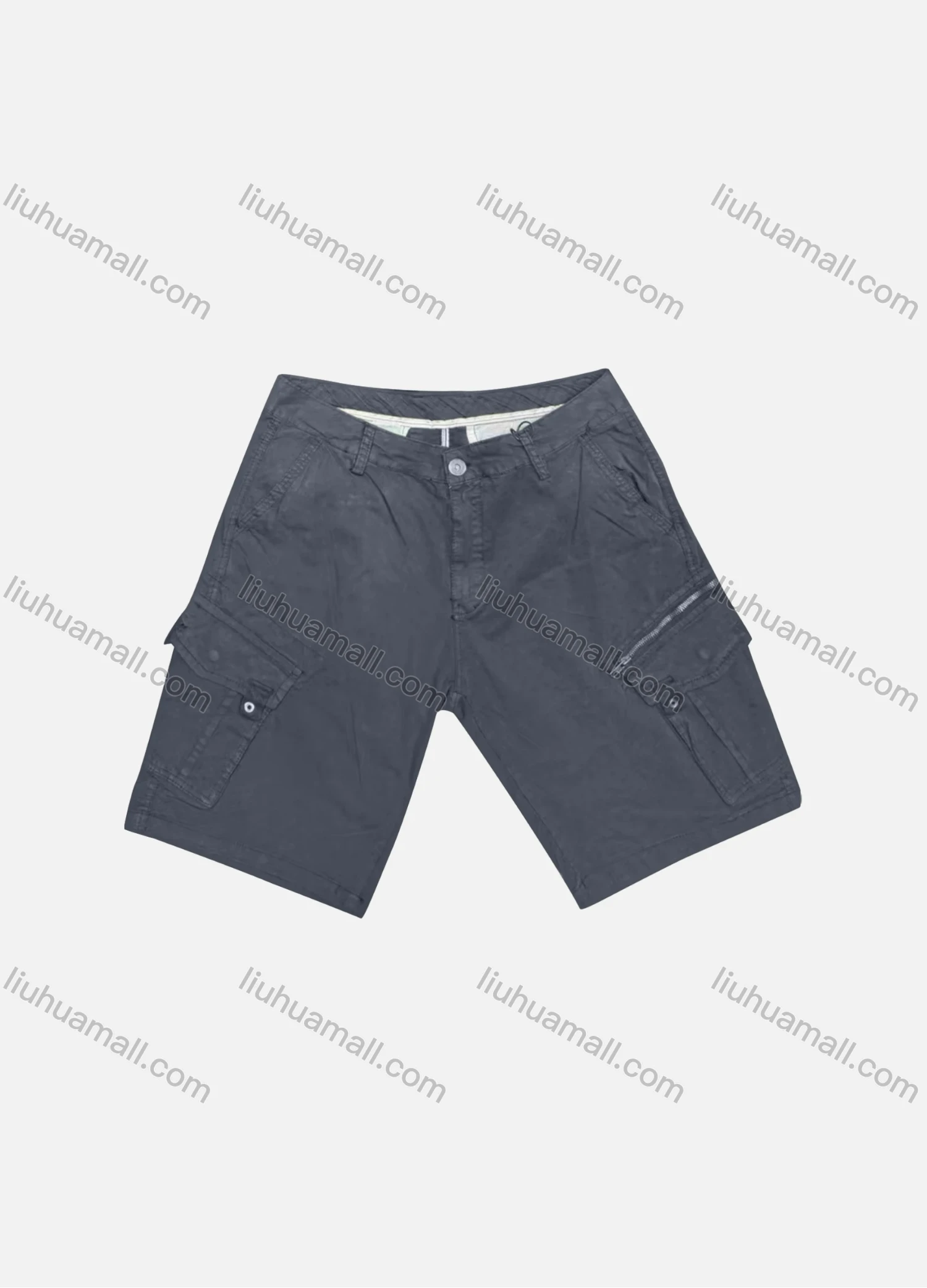Wholesale Men's Casual Plain Flap Pockets Zip Decor Cargo Shorts D-756# - Liuhuamall
