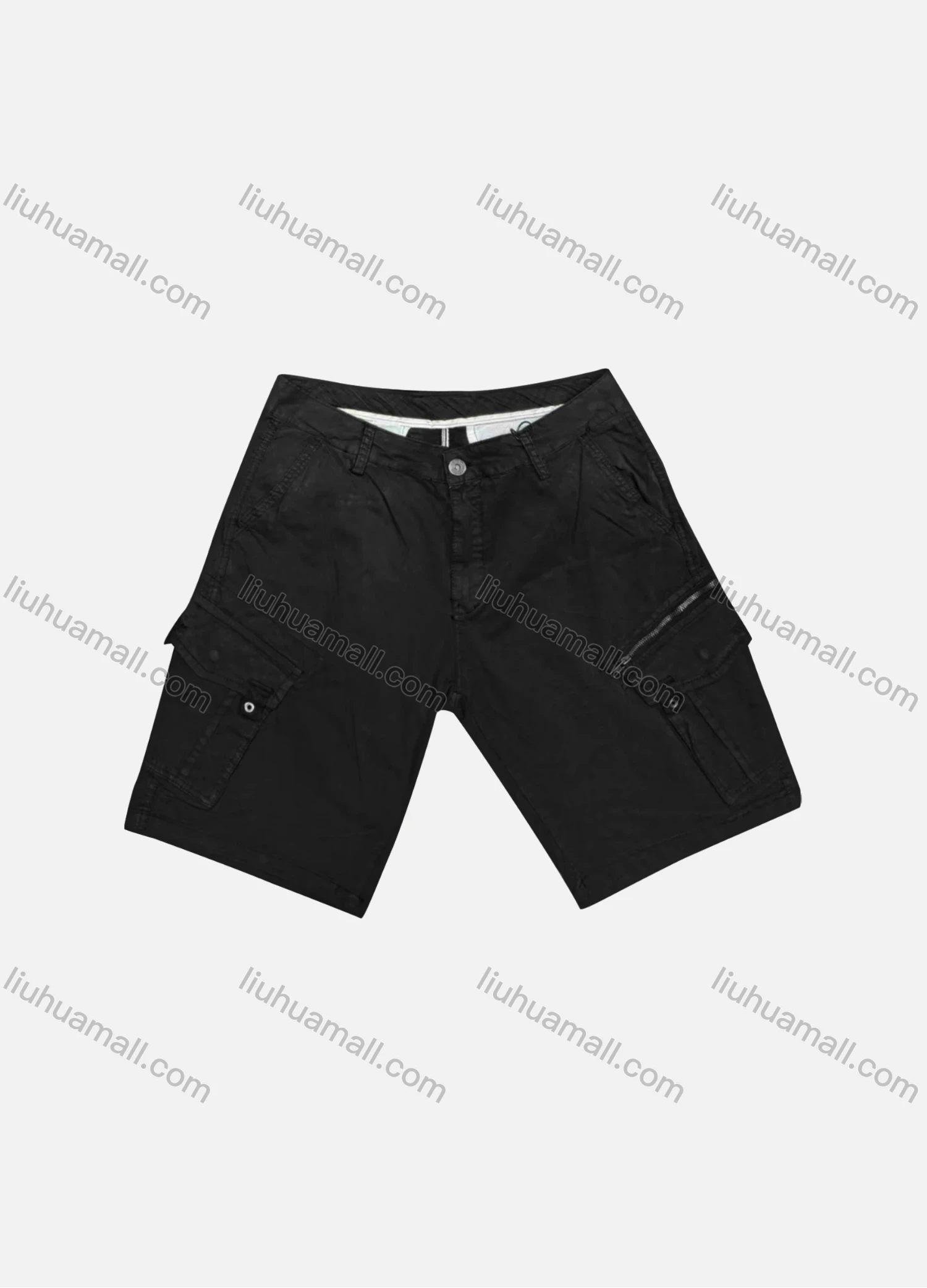 Wholesale Men's Casual Plain Flap Pockets Zip Decor Cargo Shorts D-756# - Liuhuamall