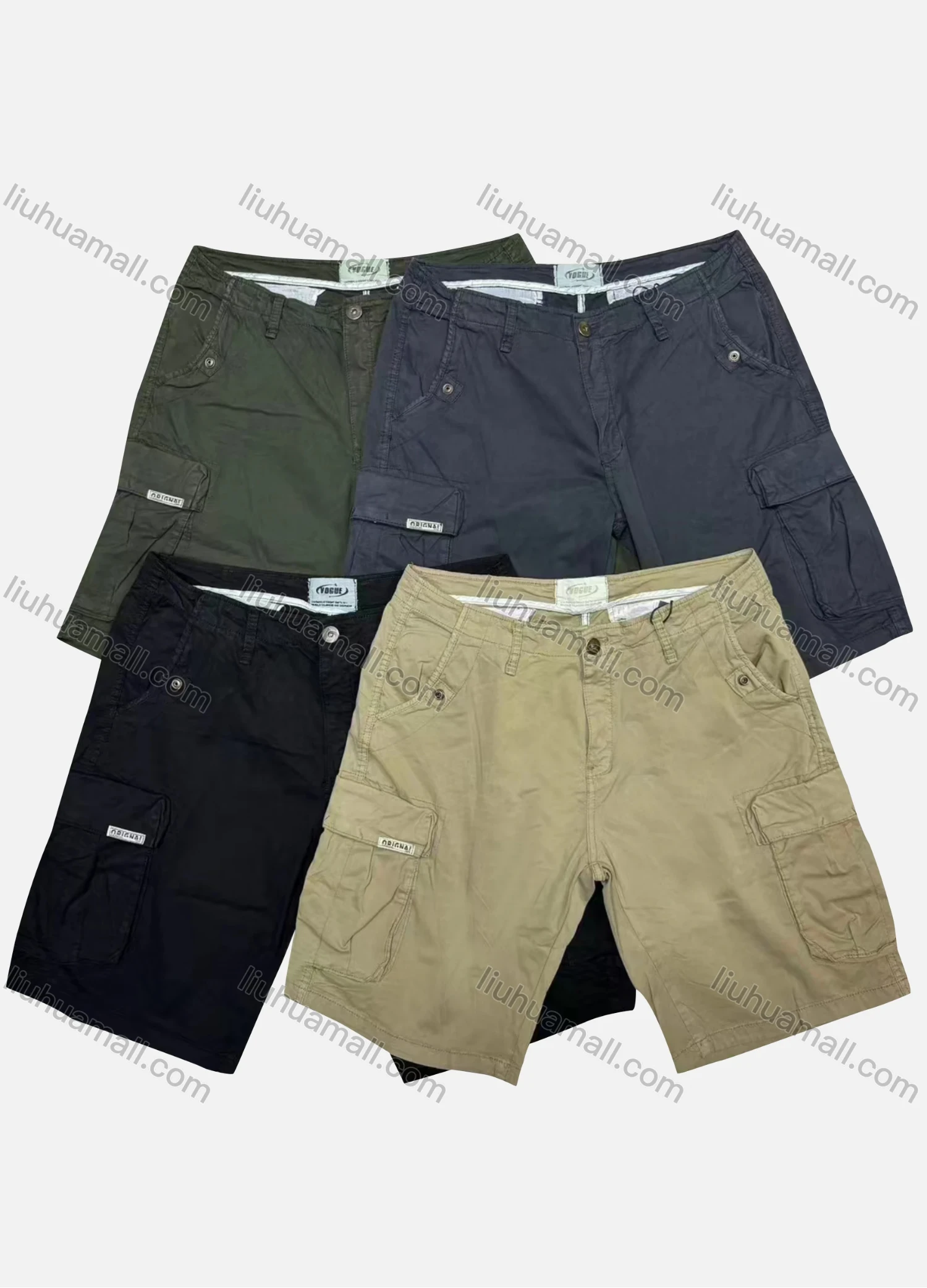 Wholesale Men's Casual Plain Flap Pockets Cargo Shorts D-755# - Liuhuamall