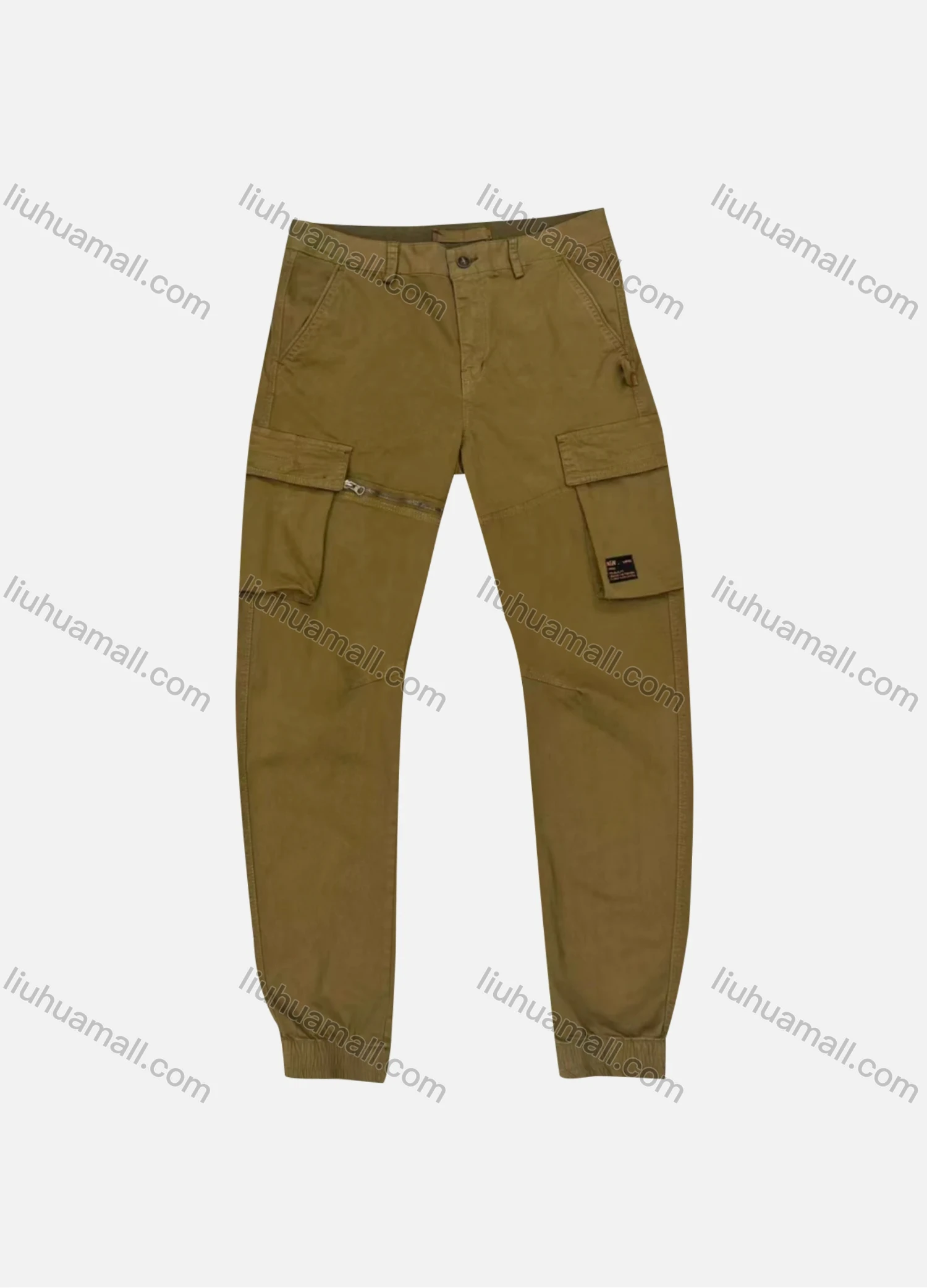 Wholesale Men's Casual Plain Flap Pockets Zip Decor Cargo Pant 9A881# - Liuhuamall