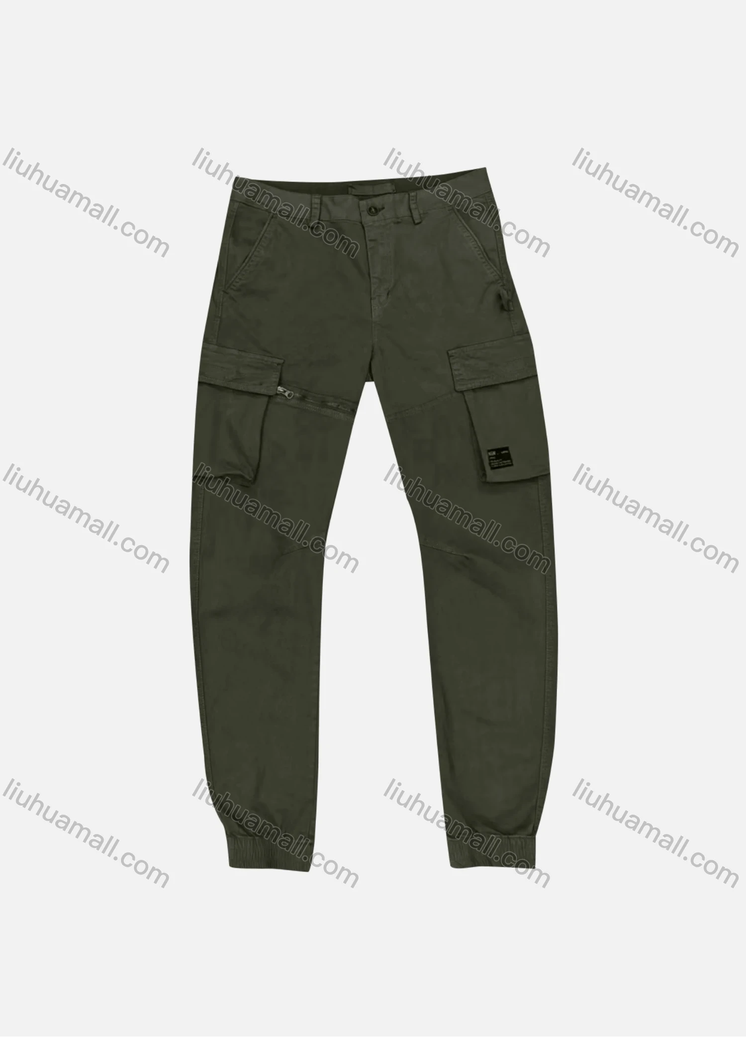 Wholesale Men's Casual Plain Flap Pockets Zip Decor Cargo Pant 9A881# - Liuhuamall