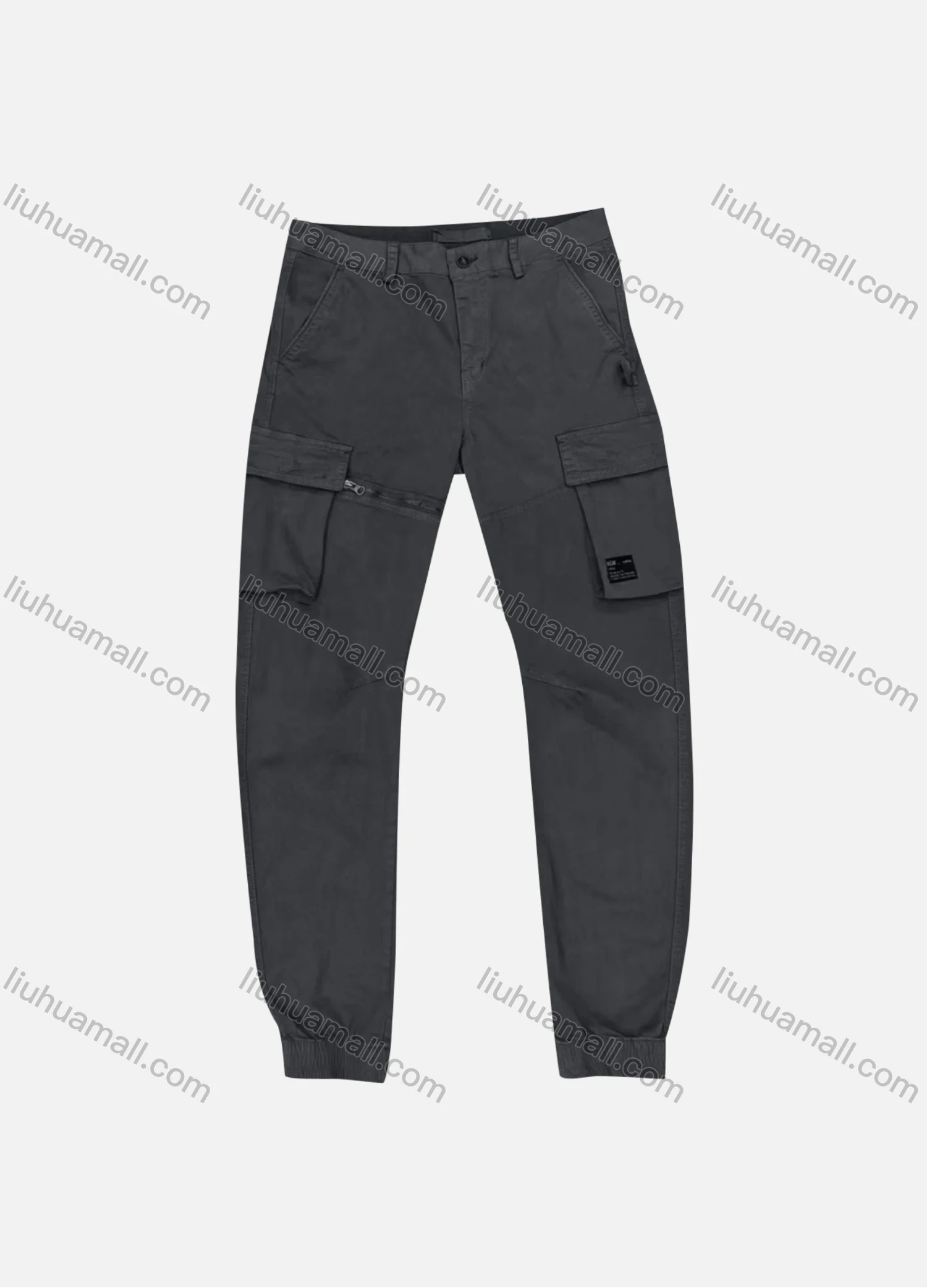 Wholesale Men's Casual Plain Flap Pockets Zip Decor Cargo Pant 9A881# - Liuhuamall
