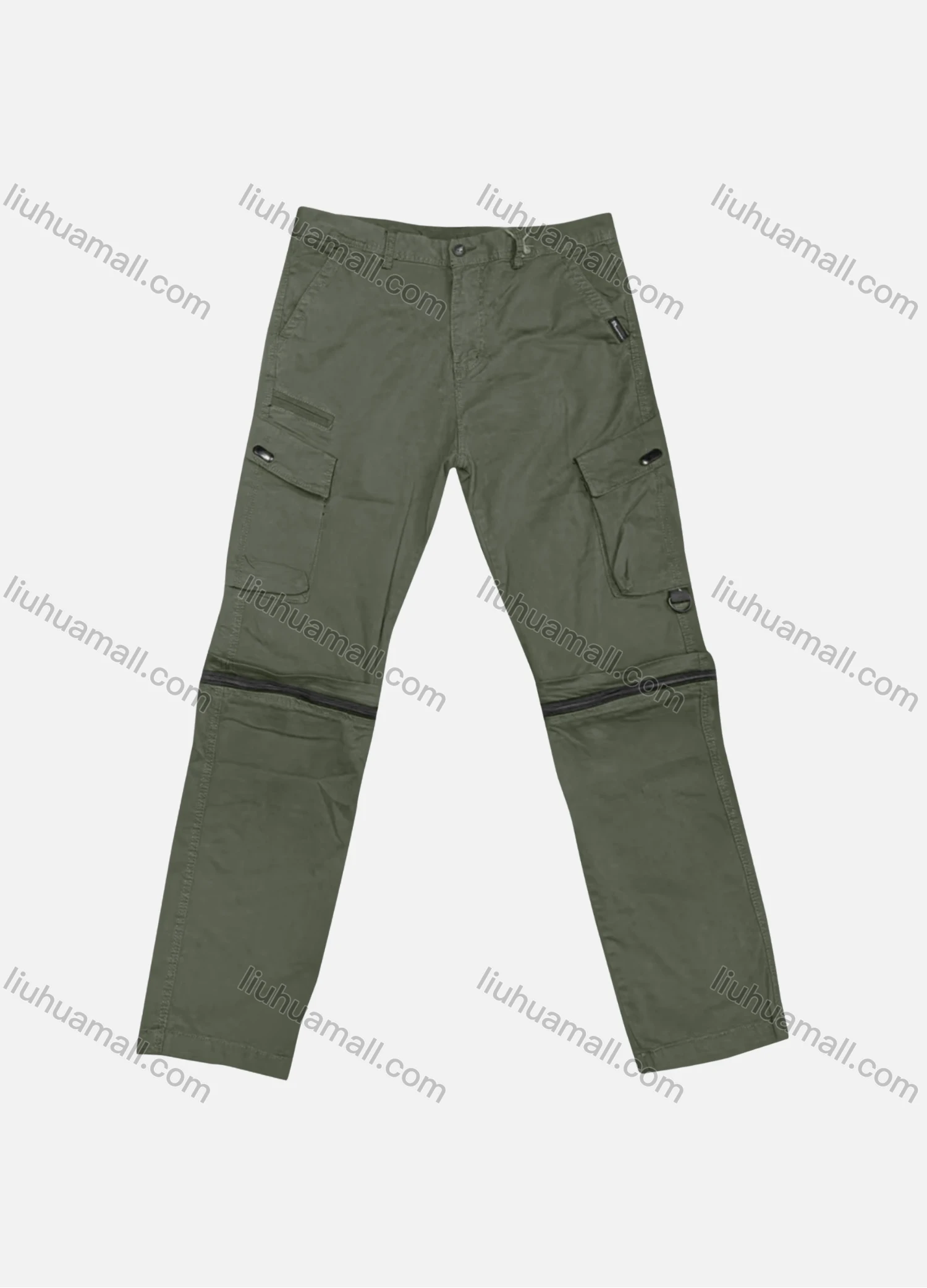 Wholesale Men's Casual Plain Flap Pockets Zipper Cargo Pant 9A873# - Liuhuamall