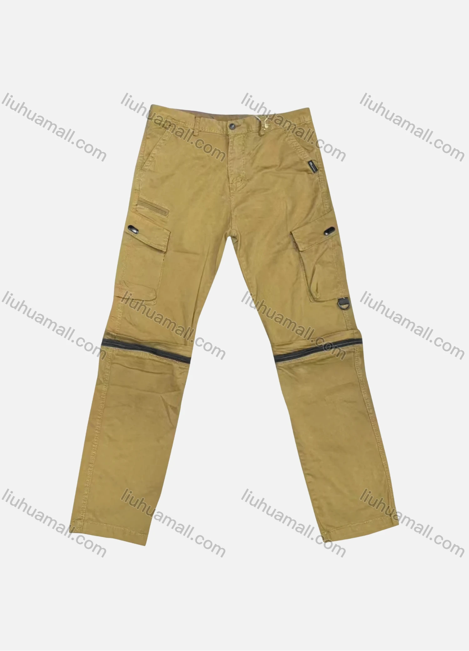 Wholesale Men's Casual Plain Flap Pockets Zipper Cargo Pant 9A873# - Liuhuamall