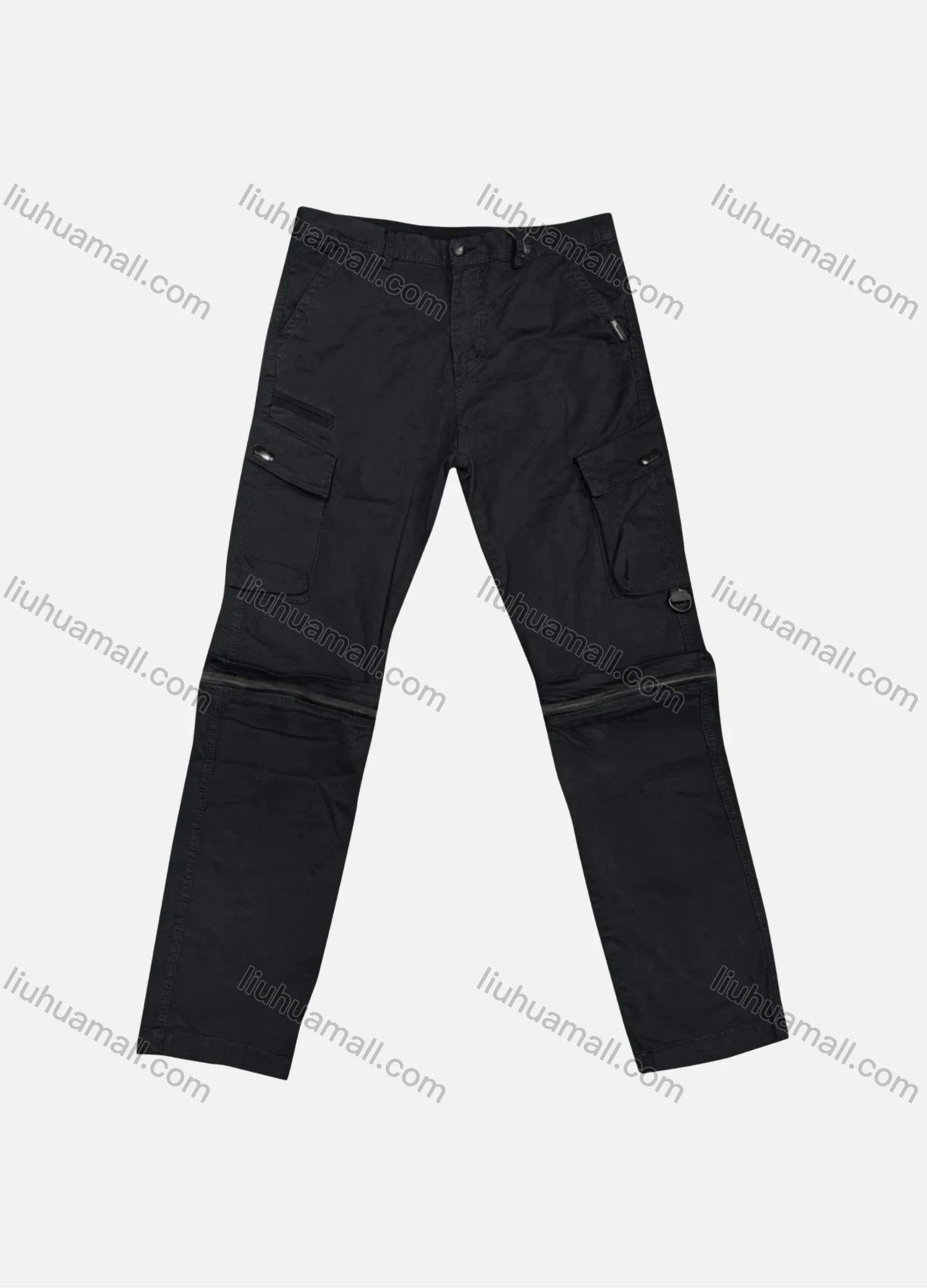 Wholesale Men's Casual Plain Flap Pockets Zipper Cargo Pant 9A873# - Liuhuamall