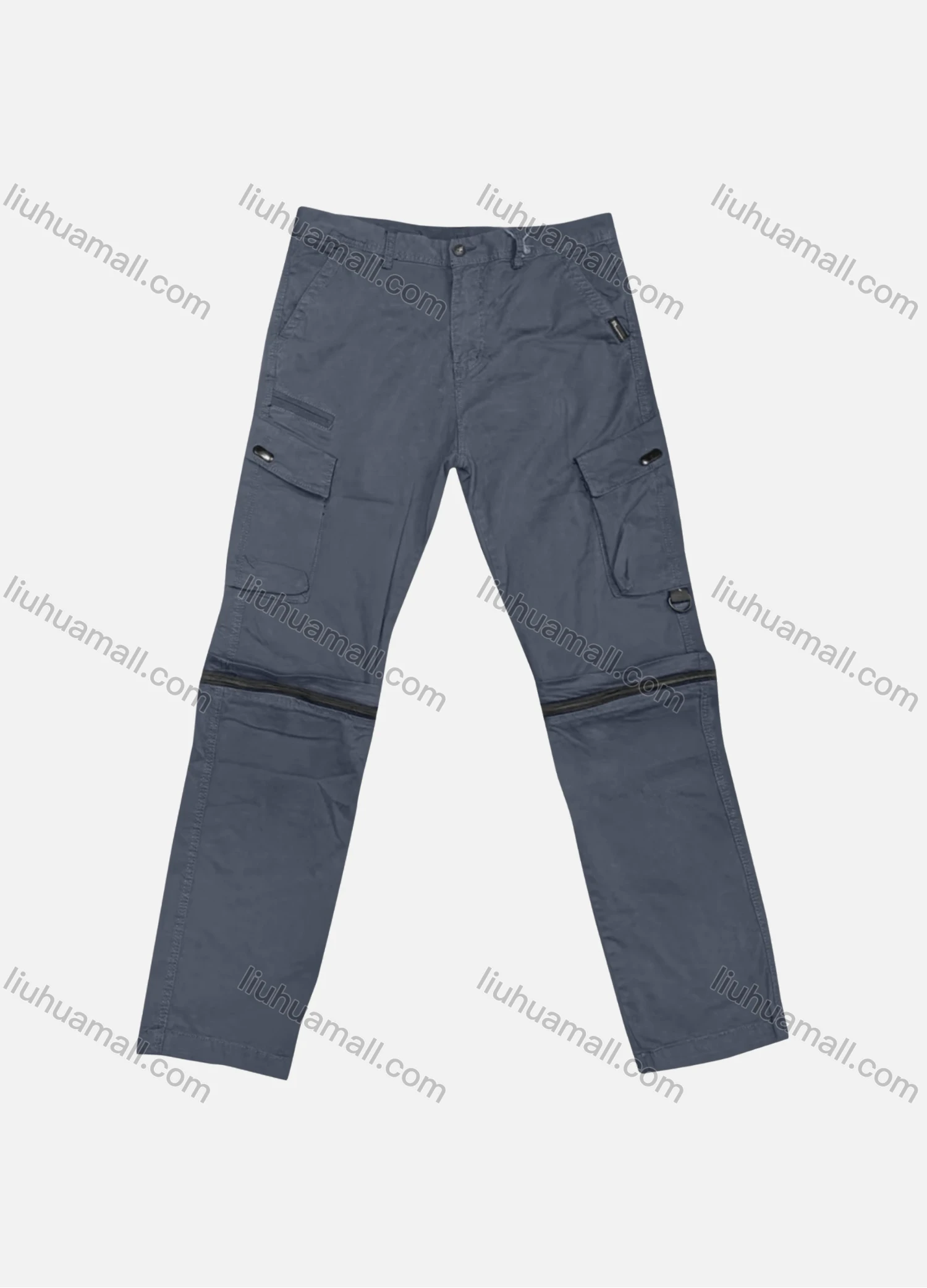 Wholesale Men's Casual Plain Flap Pockets Zipper Cargo Pant 9A873# - Liuhuamall