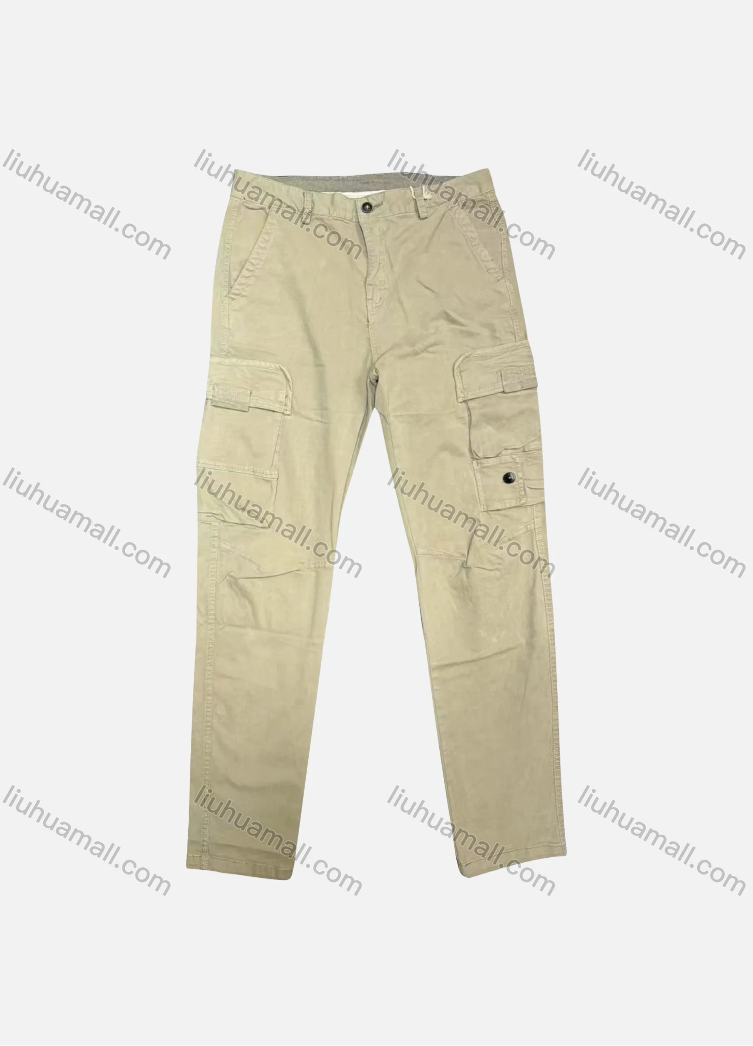 Wholesale Men's Casual Plain Flap Pockets Button Closure Cargo Pant 9A872# - Liuhuamall