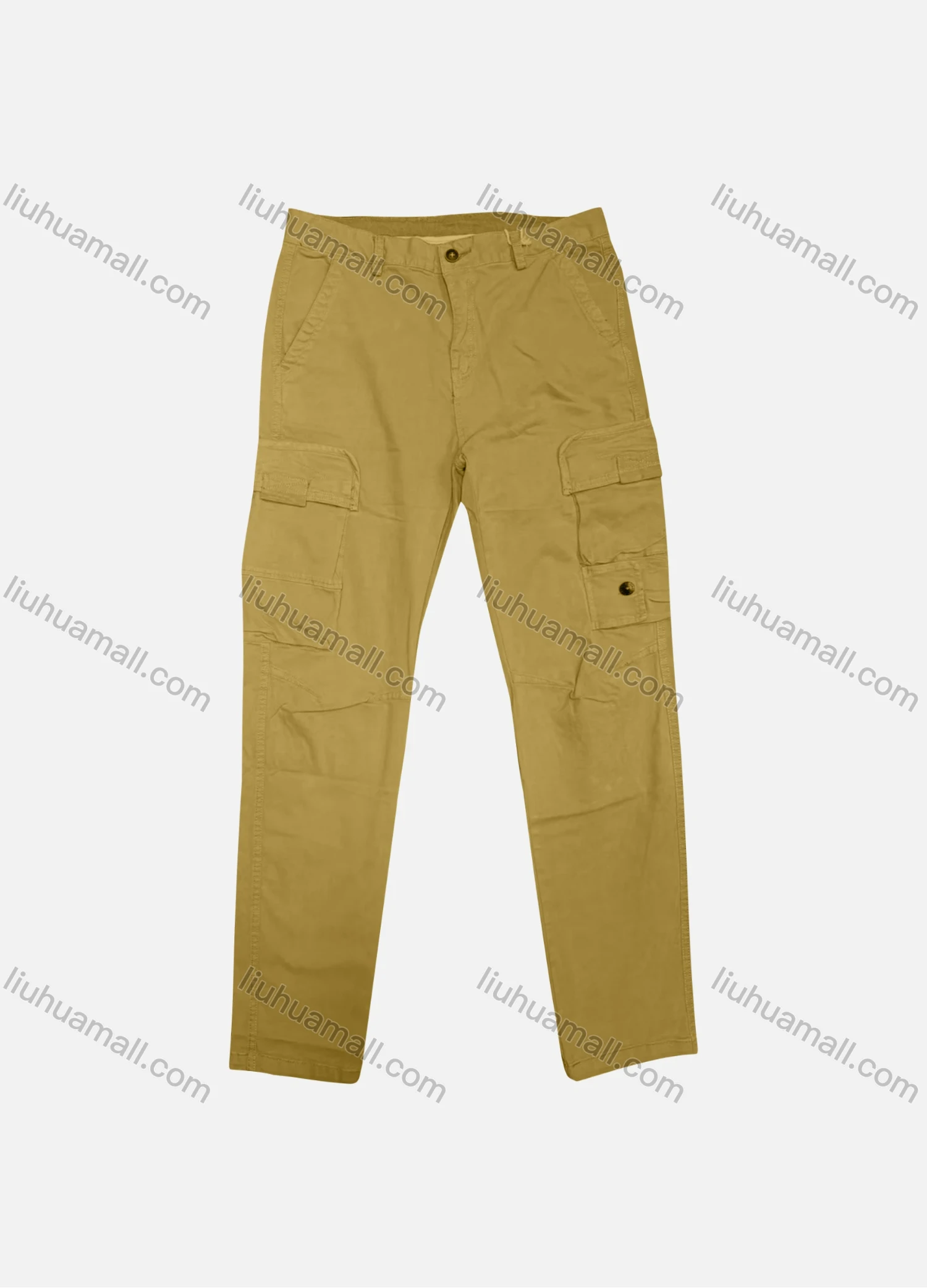 Wholesale Men's Casual Plain Flap Pockets Button Closure Cargo Pant 9A872# - Liuhuamall