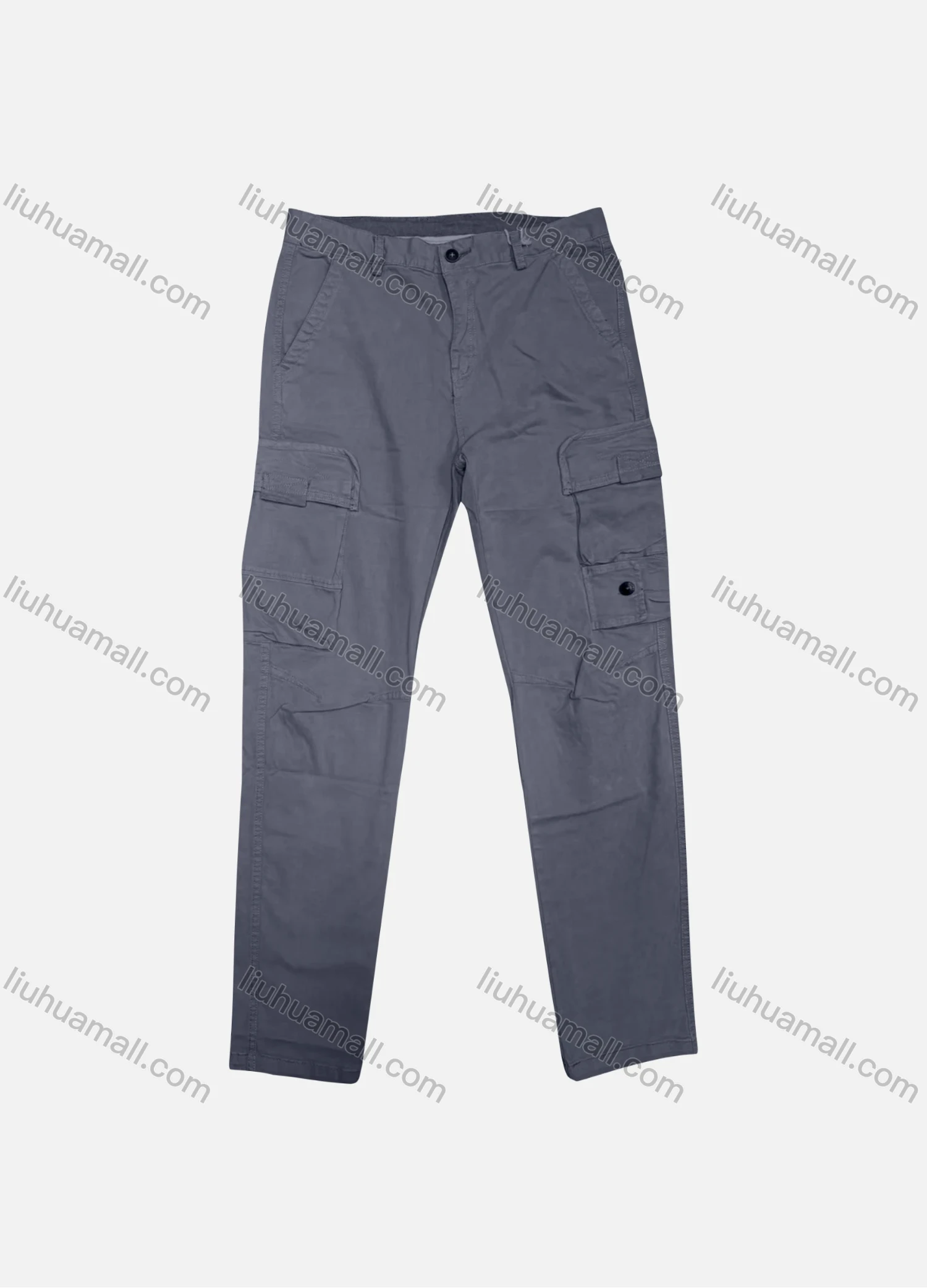 Wholesale Men's Casual Plain Flap Pockets Button Closure Cargo Pant 9A872# - Liuhuamall