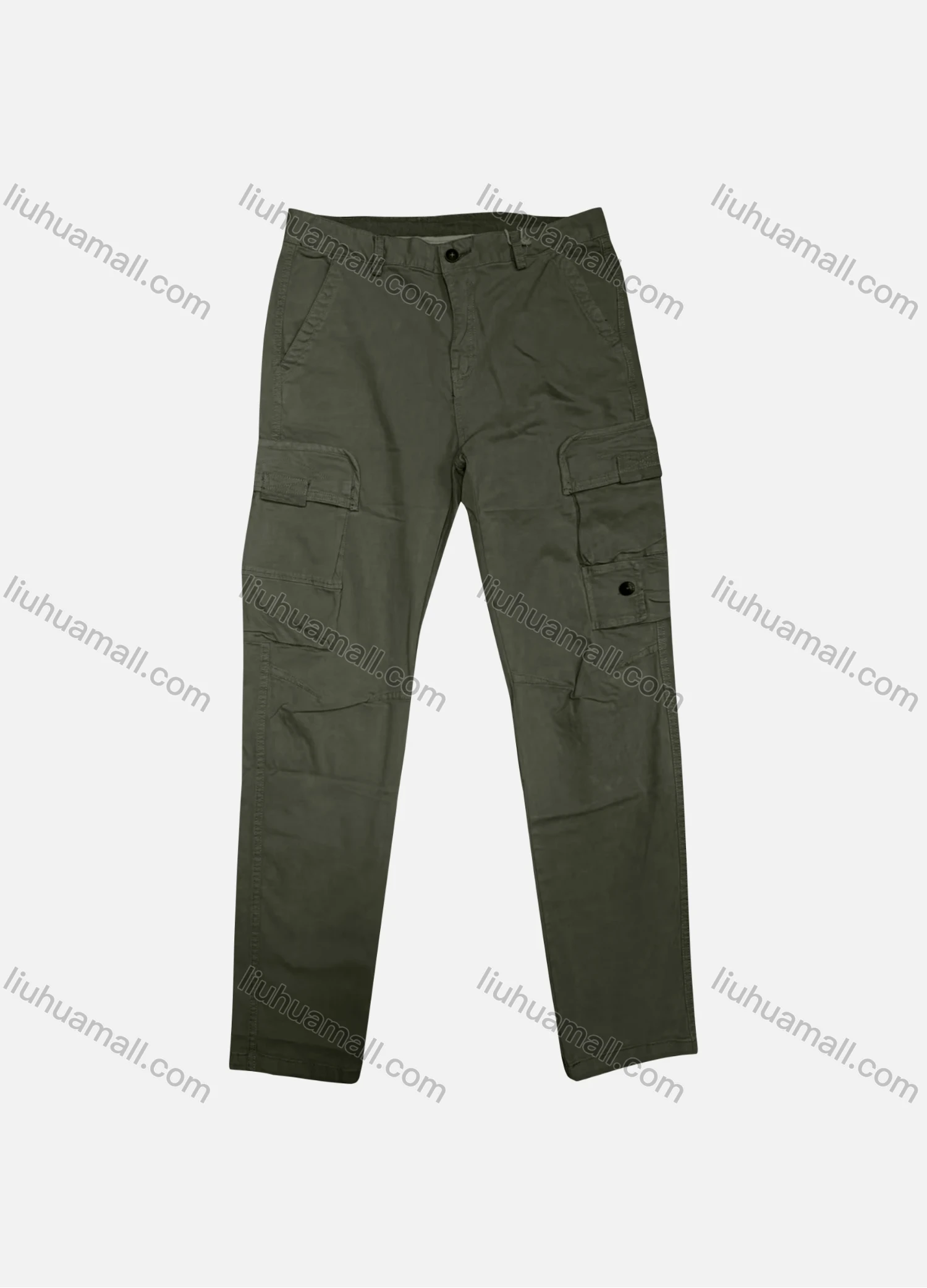 Wholesale Men's Casual Plain Flap Pockets Button Closure Cargo Pant 9A872# - Liuhuamall