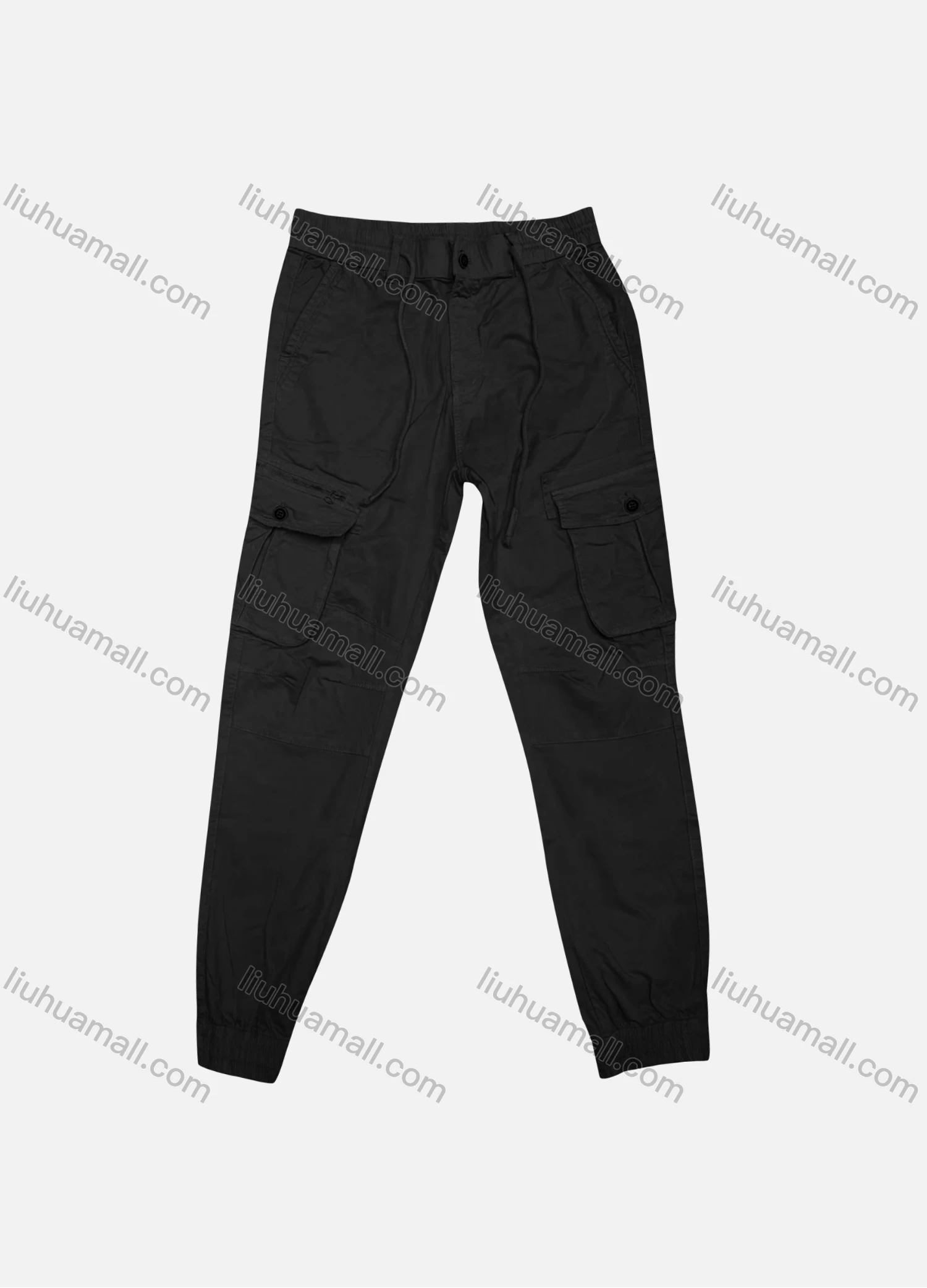 Wholesale Men's Casual Plain Flap Pockets Drawstring Button Closure Cargo Pant 20145# - Liuhuamall