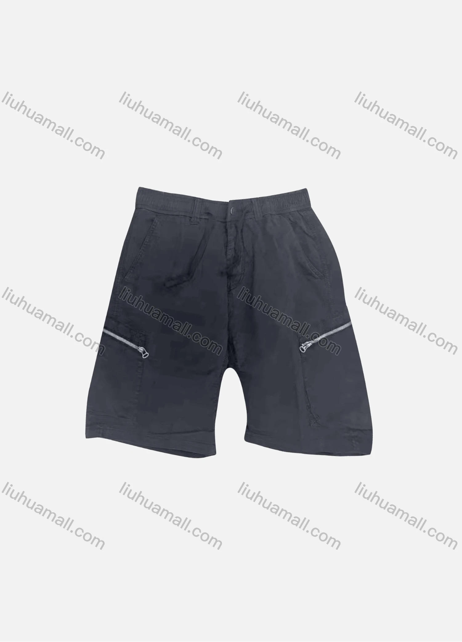 Wholesale Men's Casual Plain Zipper Pockets Button Closure Cargo Shorts 3628# - Liuhuamall