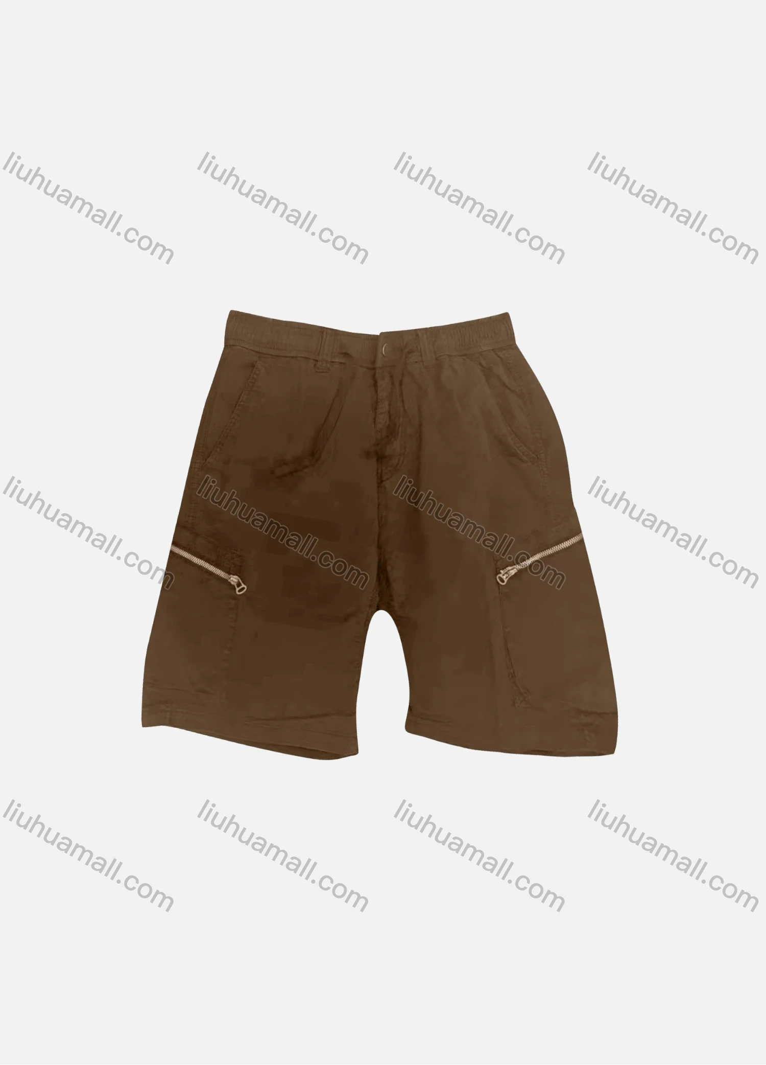 Wholesale Men's Casual Plain Zipper Pockets Button Closure Cargo Shorts 3628# - Liuhuamall