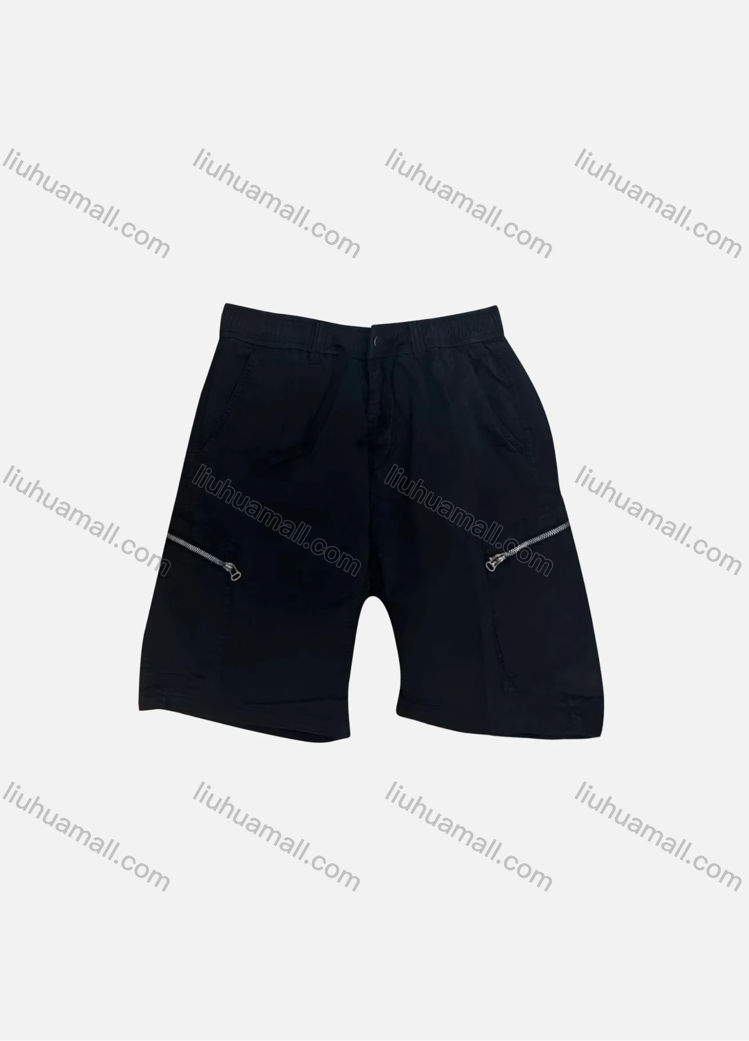 Wholesale Men's Casual Plain Zipper Pockets Button Closure Cargo Shorts 3628# - Liuhuamall