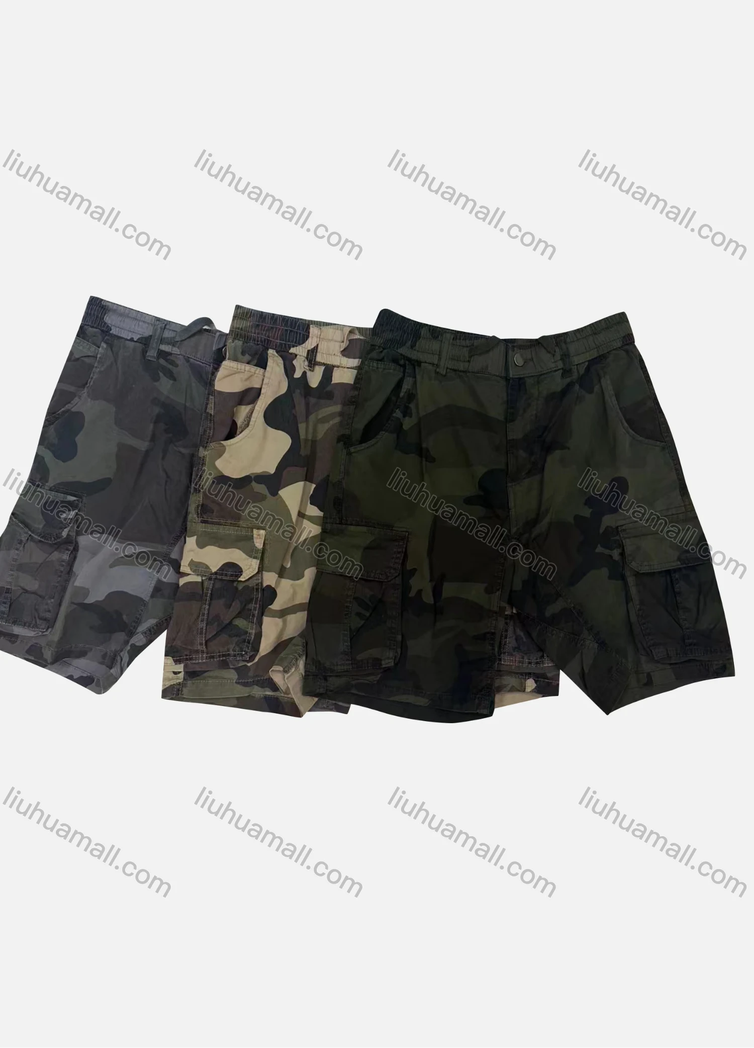Wholesale Men's Casual Camouflage Flap Pockets Button Closure Cargo Shorts 3622# - Liuhuamall