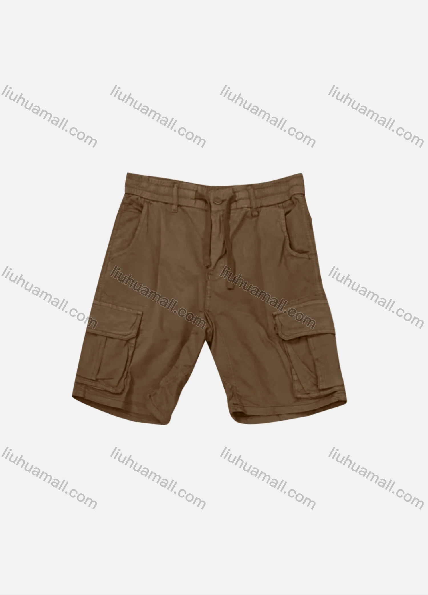 Wholesale Men's Casual Plain Flap Pockets Drawstring Cargo Shorts 3622# - Liuhuamall