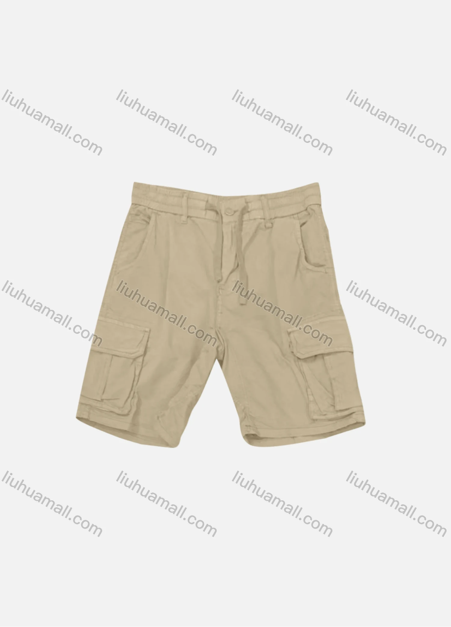 Wholesale Men's Casual Plain Flap Pockets Drawstring Cargo Shorts 3622# - Liuhuamall