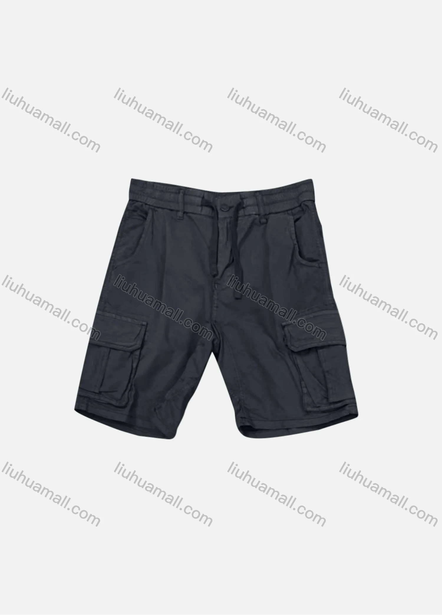 Wholesale Men's Casual Plain Flap Pockets Drawstring Cargo Shorts 3622# - Liuhuamall