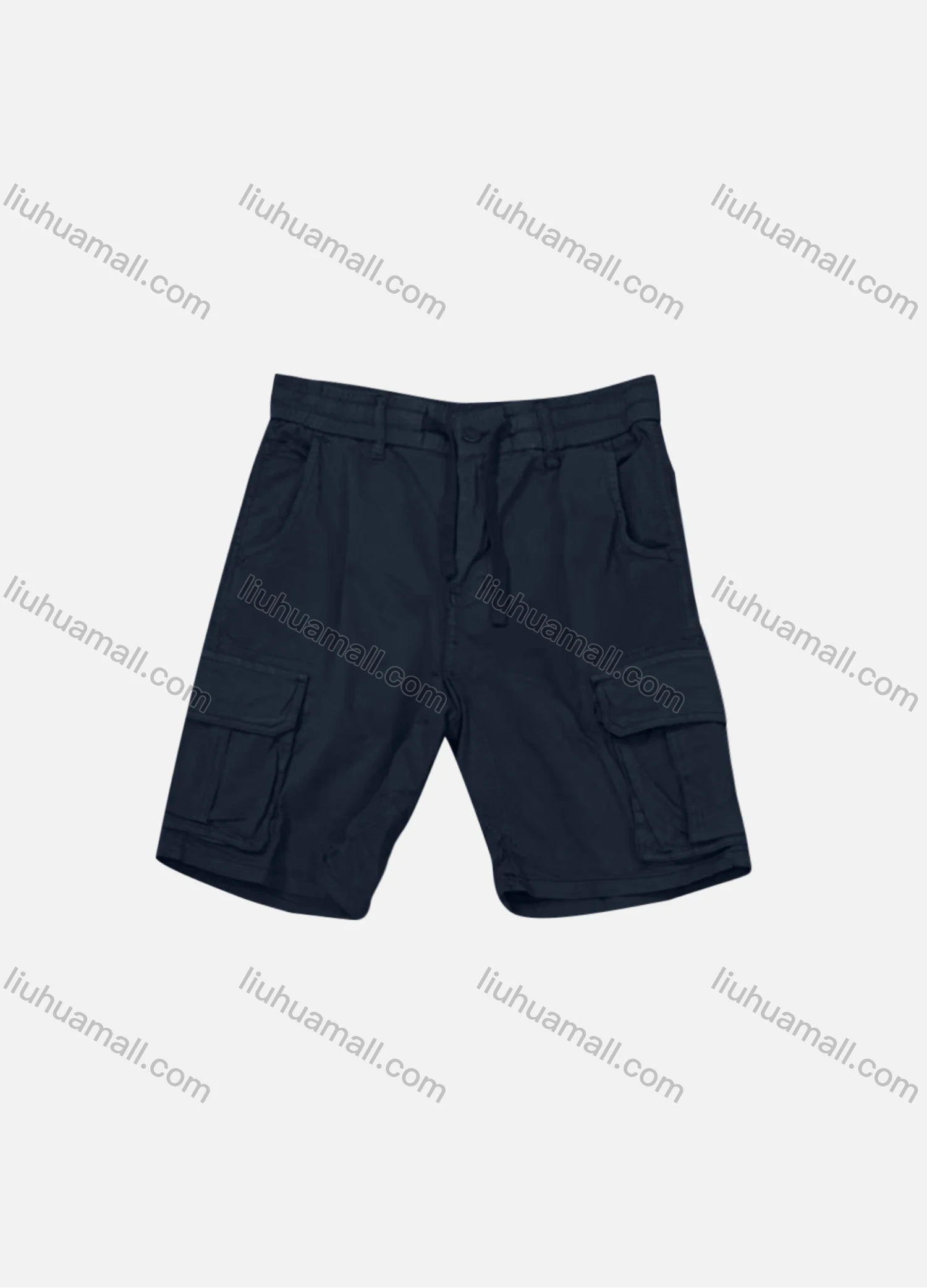 Wholesale Men's Casual Plain Flap Pockets Drawstring Cargo Shorts 3622# - Liuhuamall