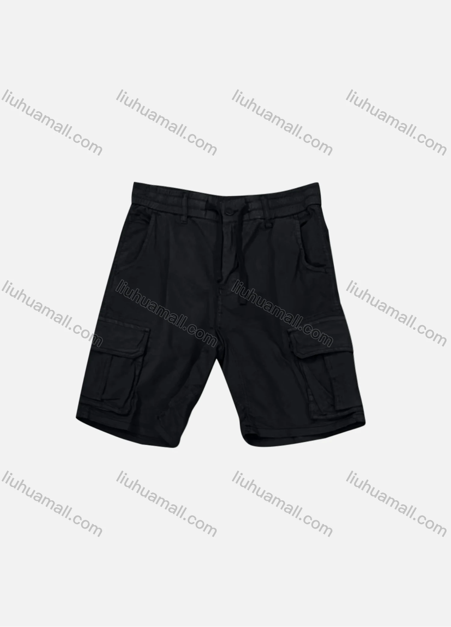 Wholesale Men's Casual Plain Flap Pockets Drawstring Cargo Shorts 3622# - Liuhuamall