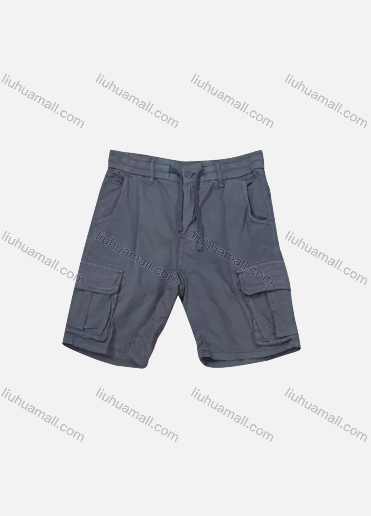 Wholesale Men's Casual Plain Flap Pockets Drawstring Cargo Shorts 3622# - Liuhuamall