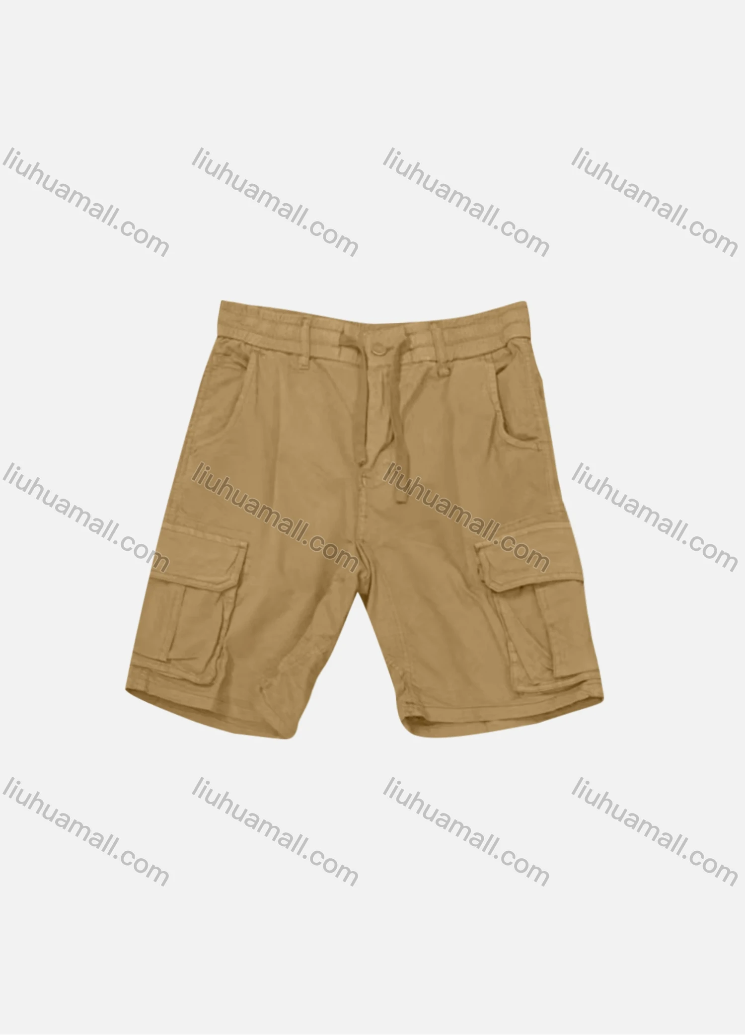 Wholesale Men's Casual Plain Flap Pockets Drawstring Cargo Shorts 3622# - Liuhuamall