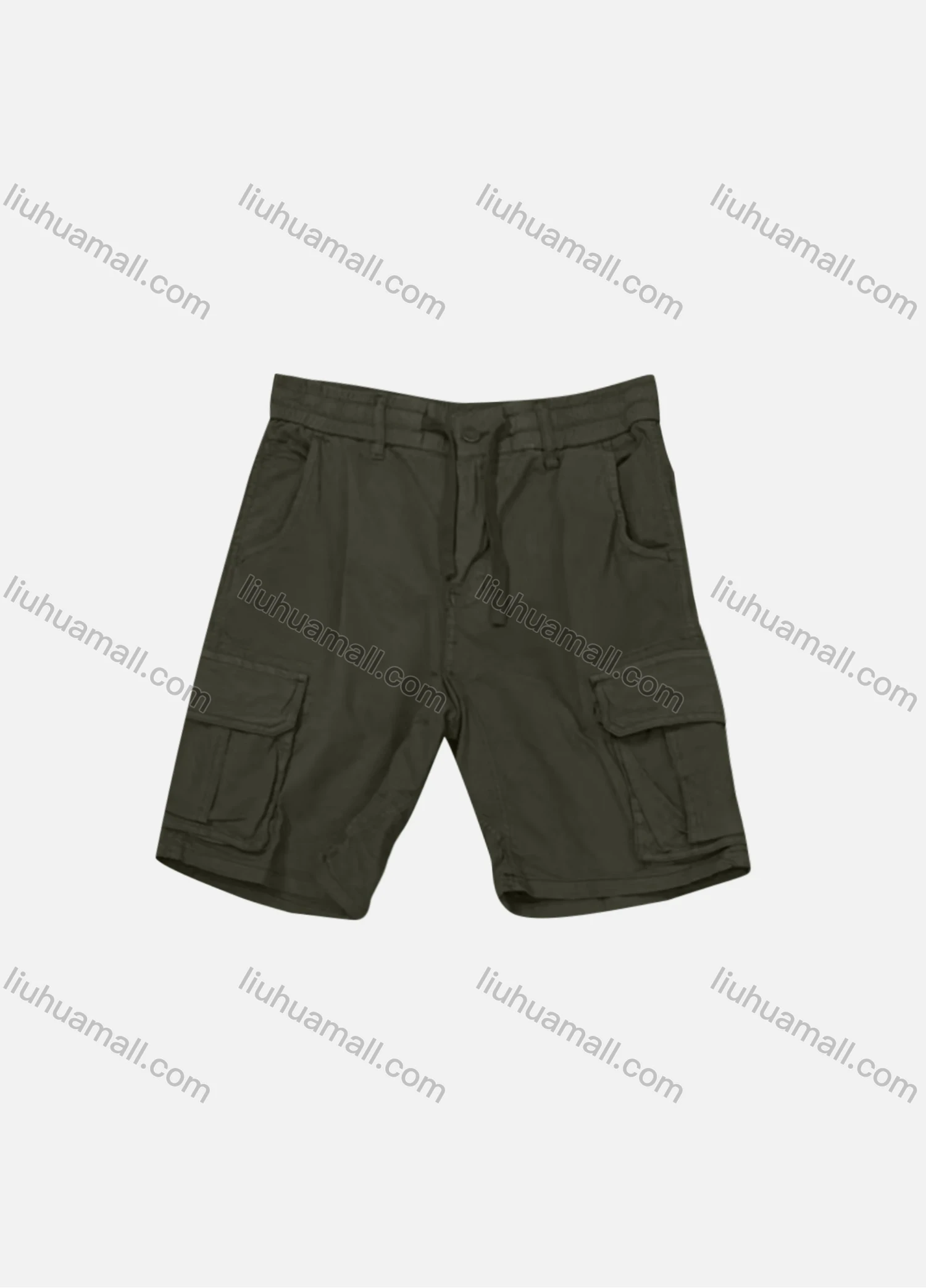 Wholesale Men's Casual Plain Flap Pockets Drawstring Cargo Shorts 3622# - Liuhuamall