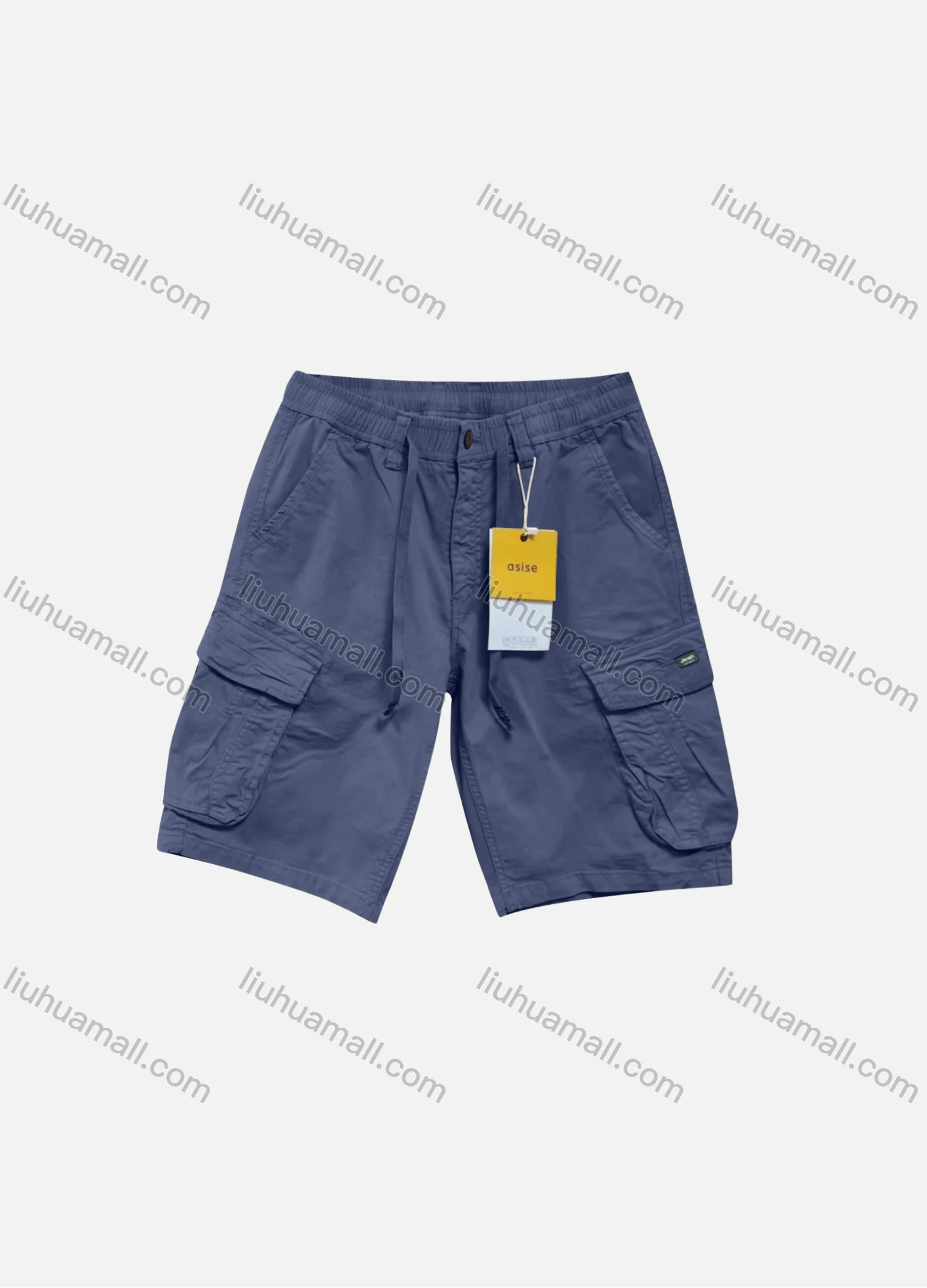 Wholesale Men's Casual Plain Flap Pockets Drawstring Cargo Shorts 2812# - Liuhuamall