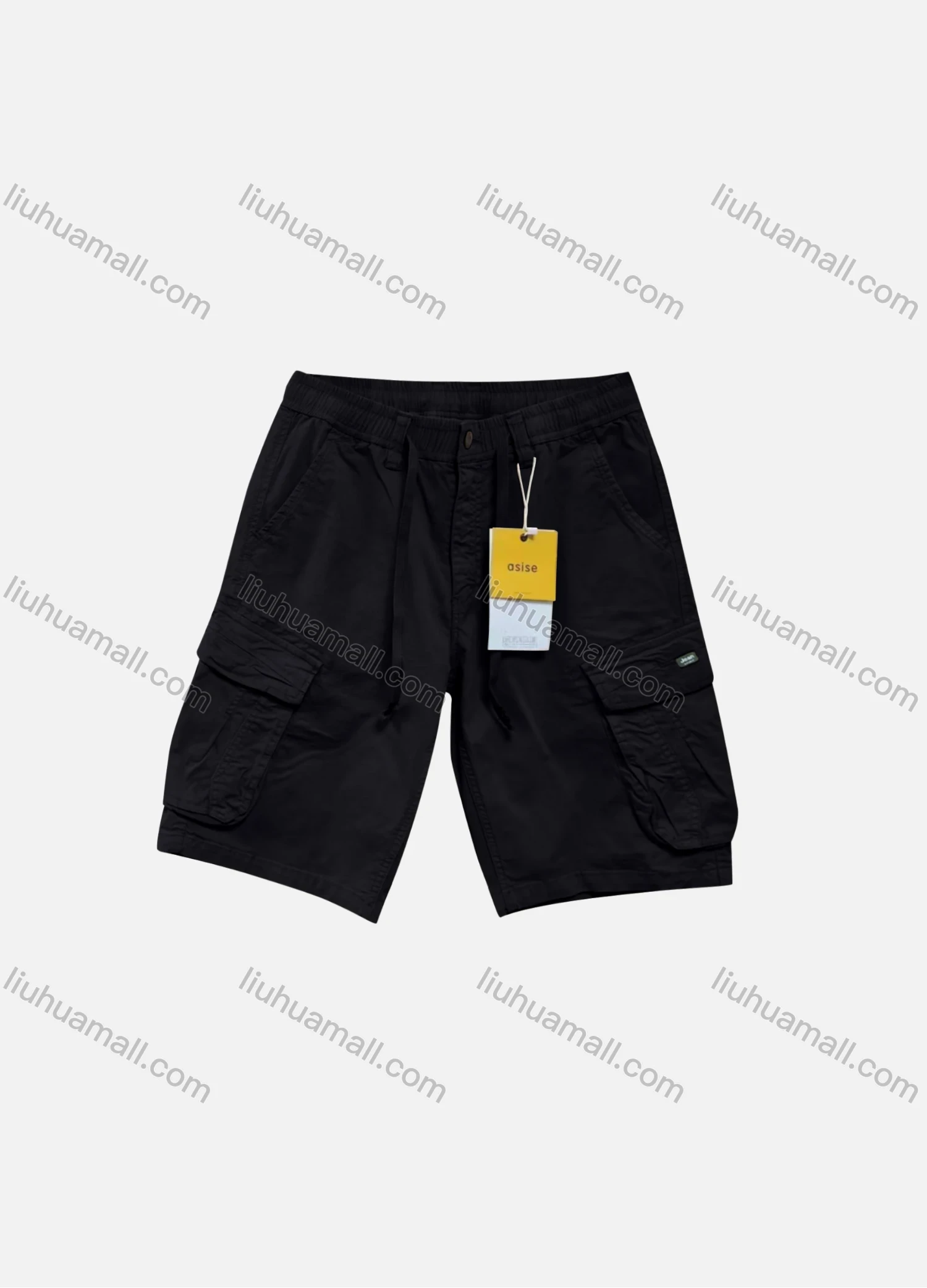 Wholesale Men's Casual Plain Flap Pockets Drawstring Cargo Shorts 2812# - Liuhuamall