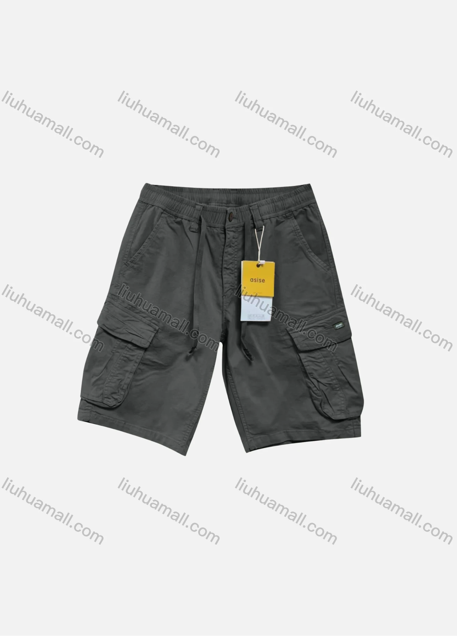 Wholesale Men's Casual Plain Flap Pockets Drawstring Cargo Shorts 2812# - Liuhuamall