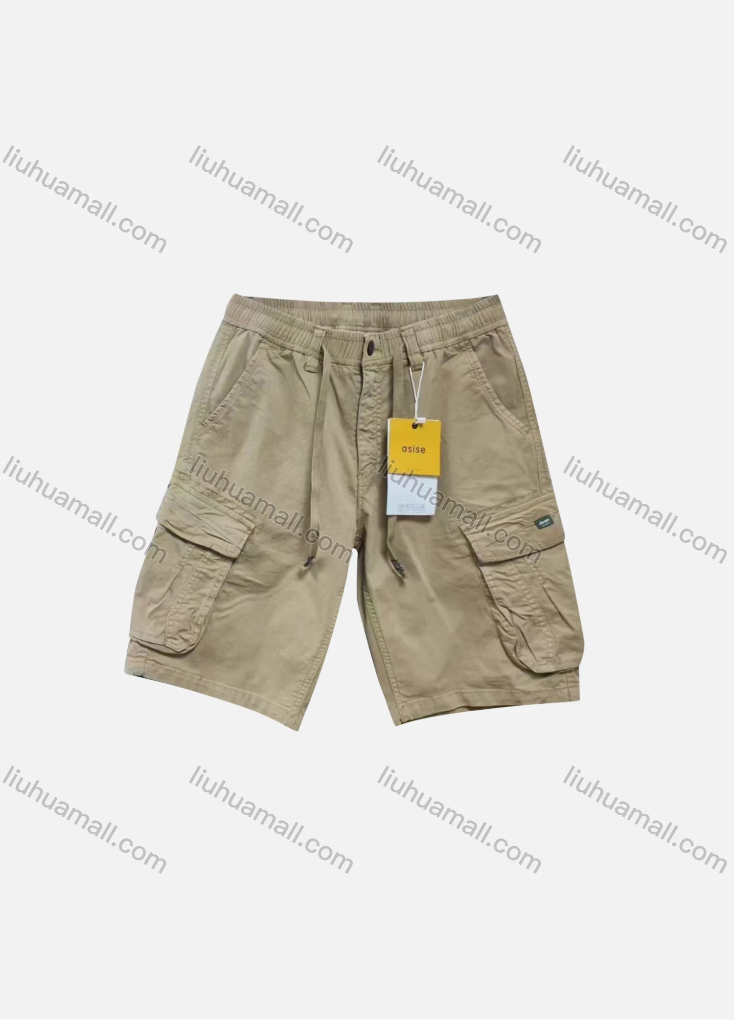 Wholesale Men's Casual Plain Flap Pockets Drawstring Cargo Shorts 2812# - Liuhuamall