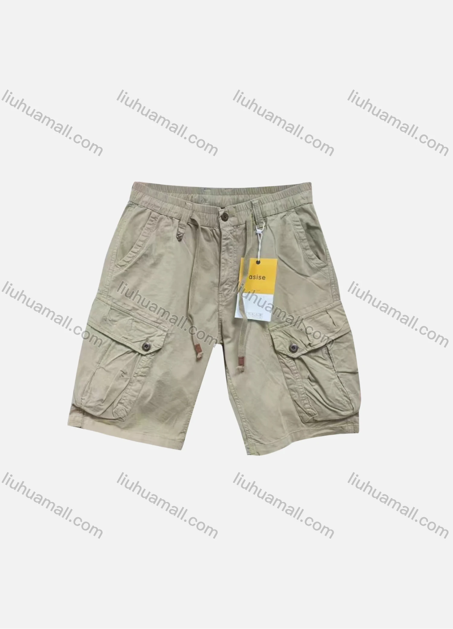 Wholesale Men's Casual Plain Flap Pockets Drawstring Cargo Shorts 2813# - Liuhuamall