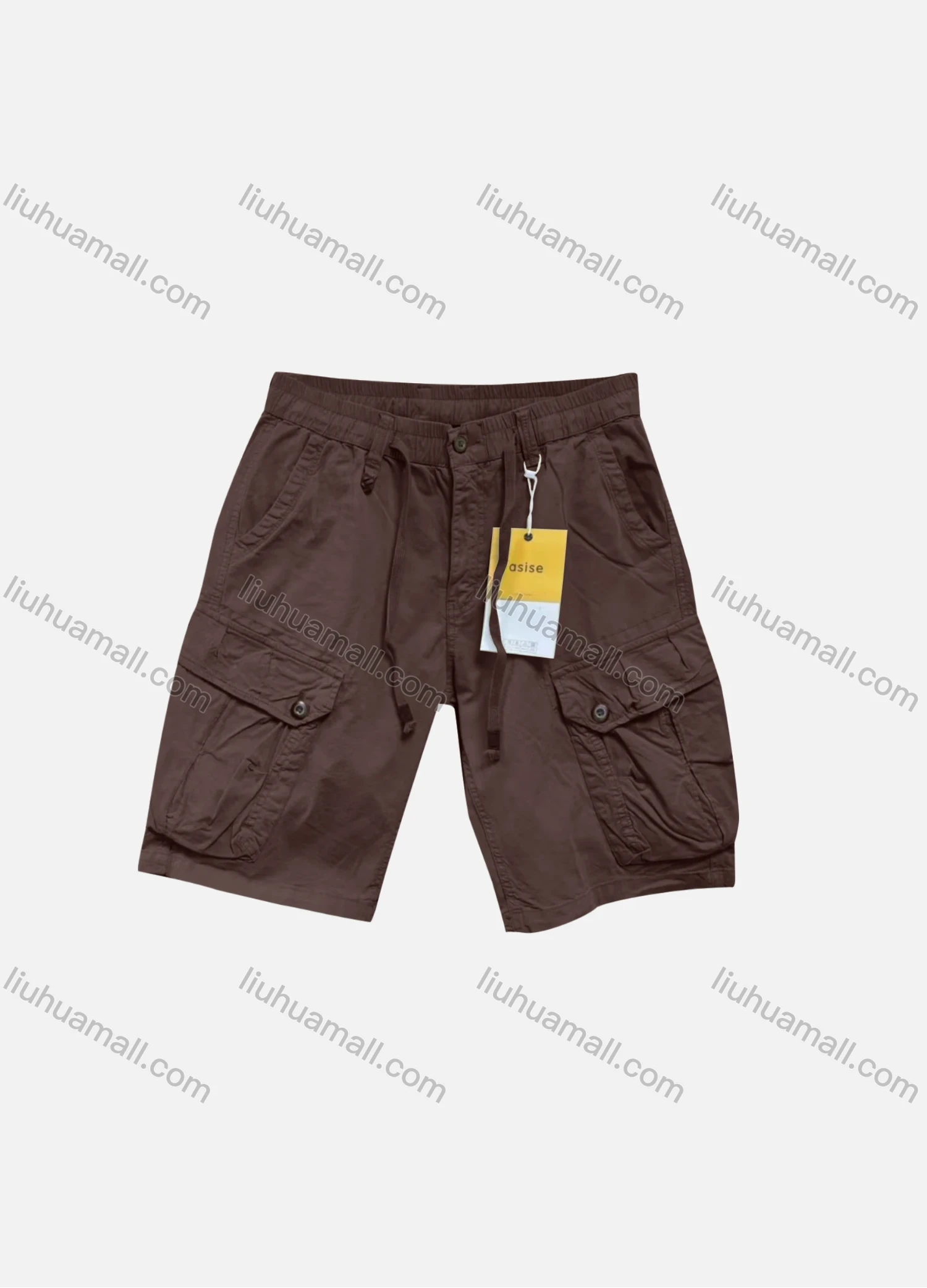 Wholesale Men's Casual Plain Flap Pockets Drawstring Cargo Shorts 2813# - Liuhuamall