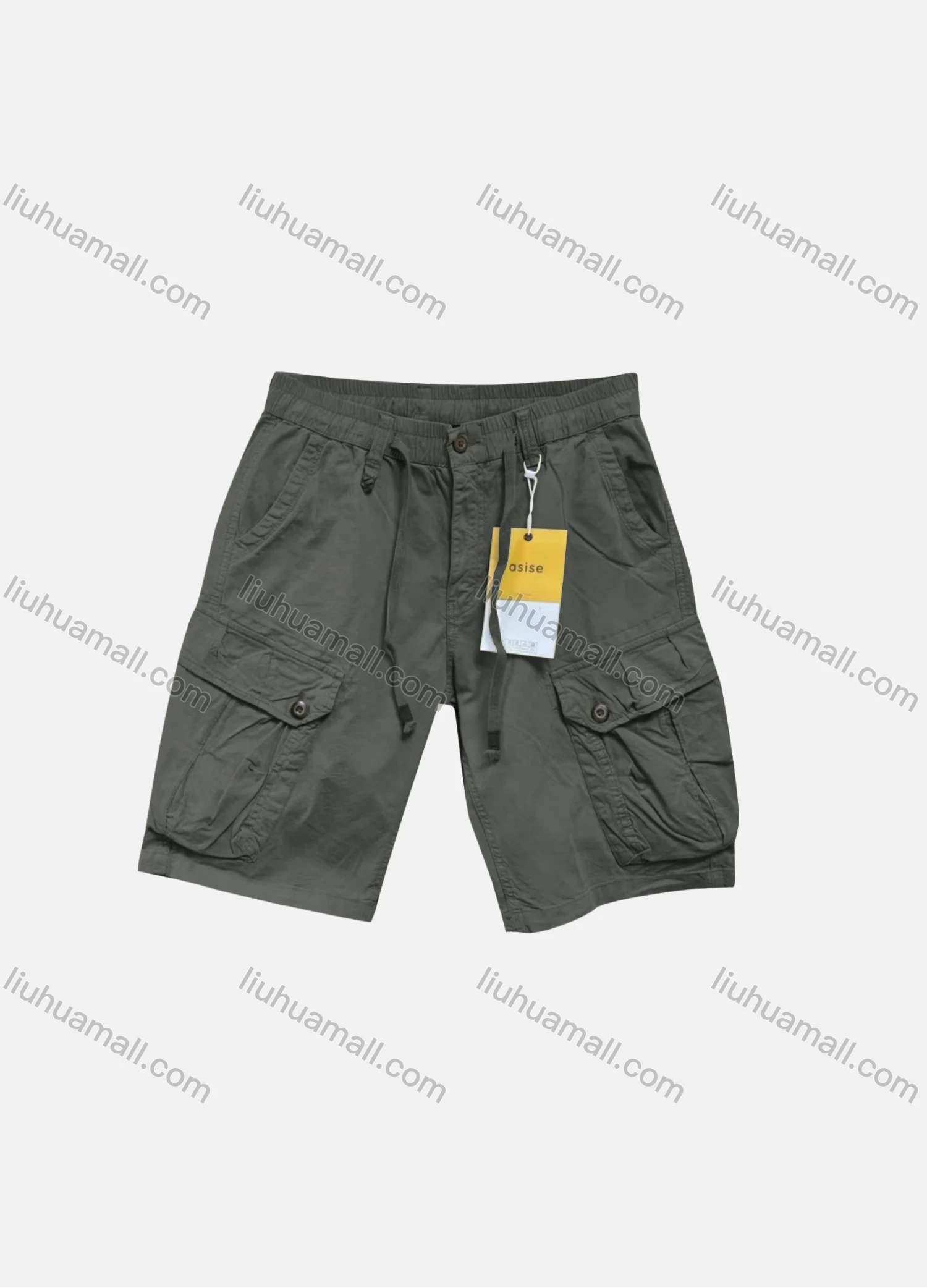 Wholesale Men's Casual Plain Flap Pockets Drawstring Cargo Shorts 2813# - Liuhuamall