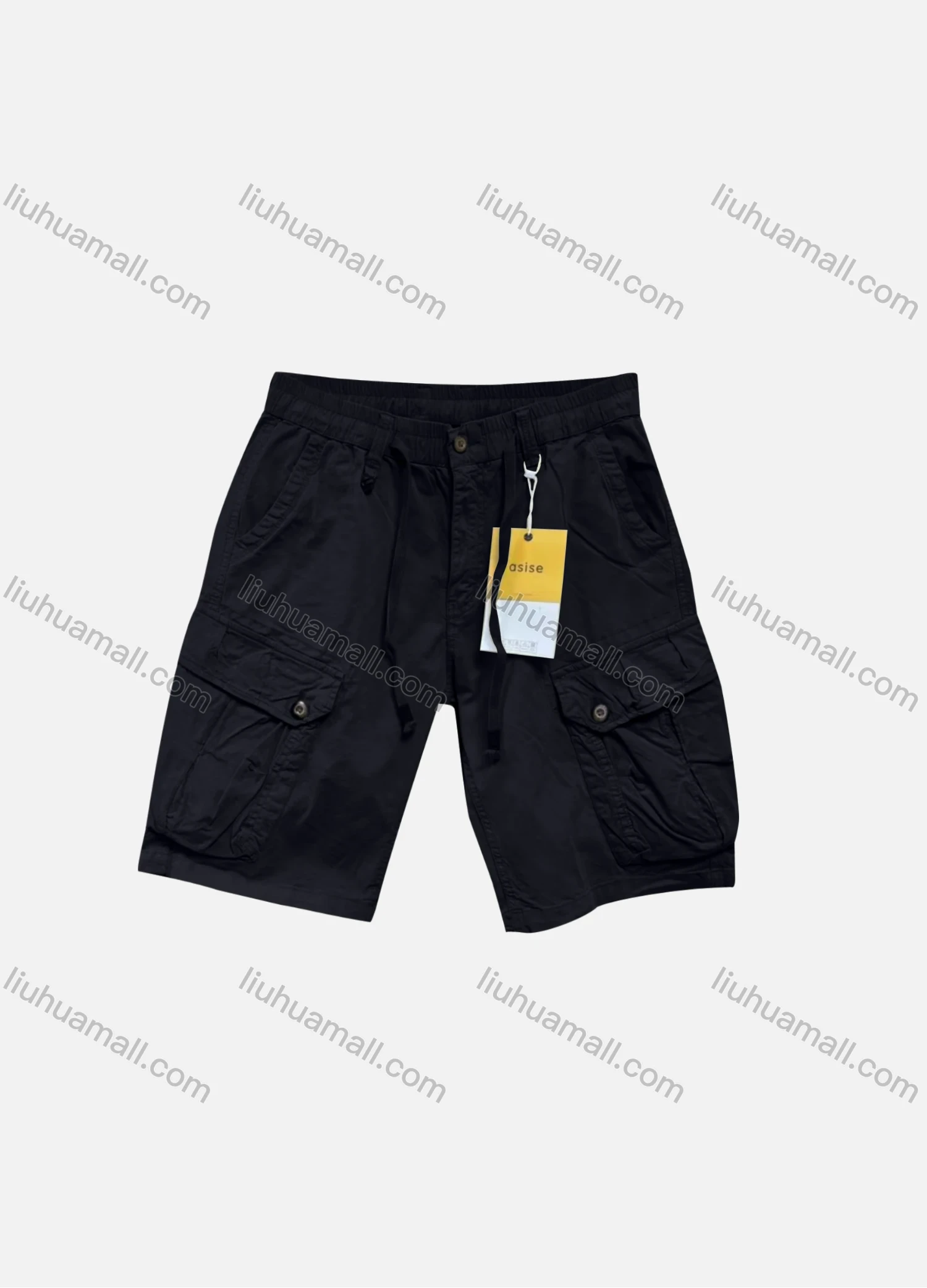 Wholesale Men's Casual Plain Flap Pockets Drawstring Cargo Shorts 2813# - Liuhuamall