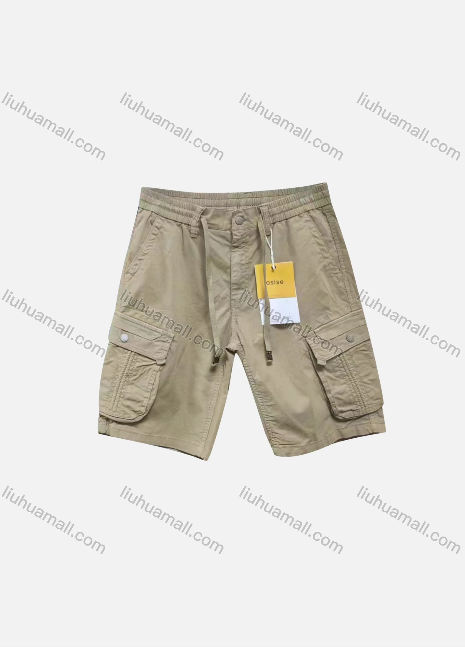 Wholesale Men's Casual Plain Flap Pockets Drawstring Cargo Shorts 2811# - Liuhuamall