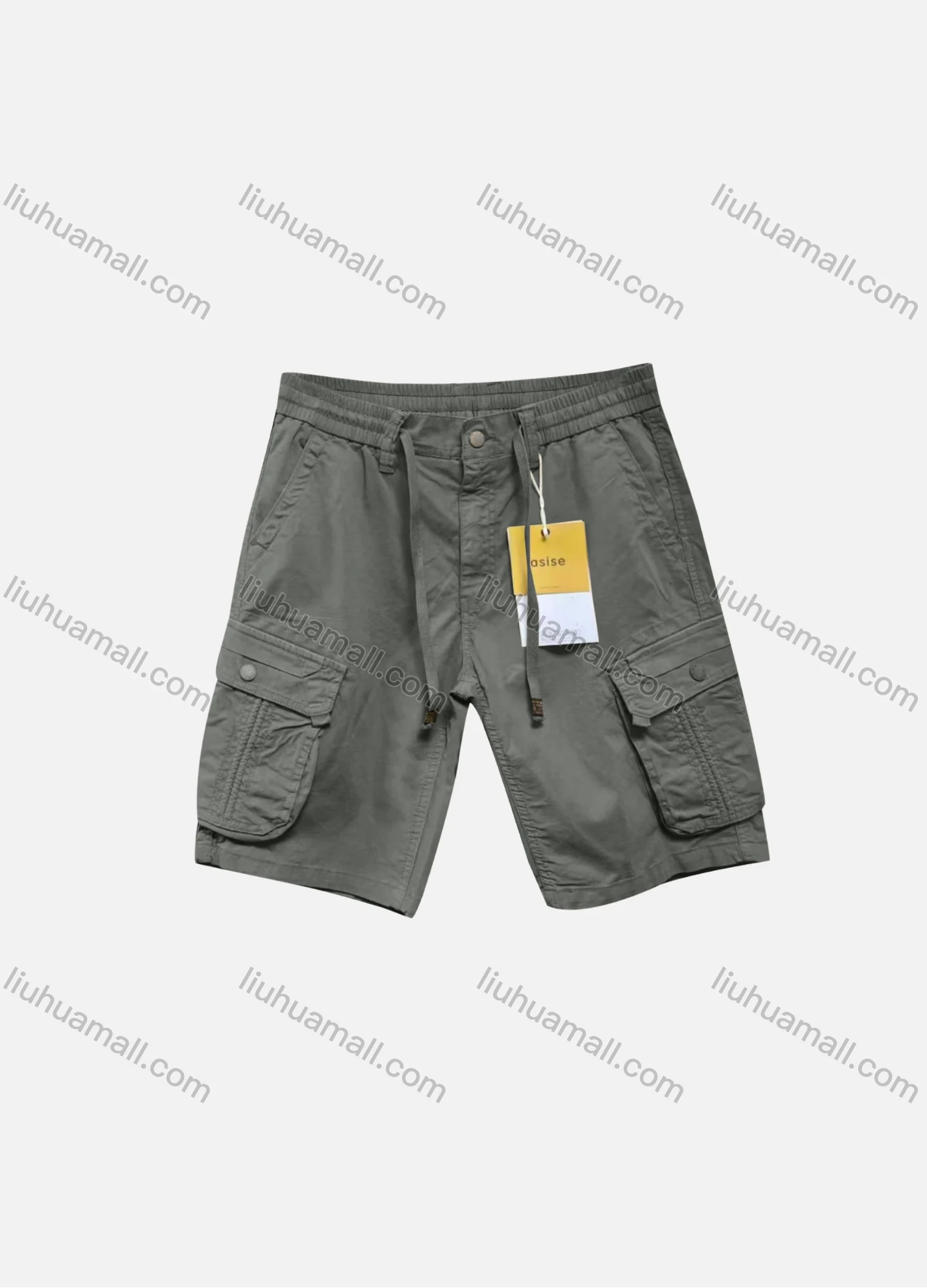 Wholesale Men's Casual Plain Flap Pockets Drawstring Cargo Shorts 2811# - Liuhuamall