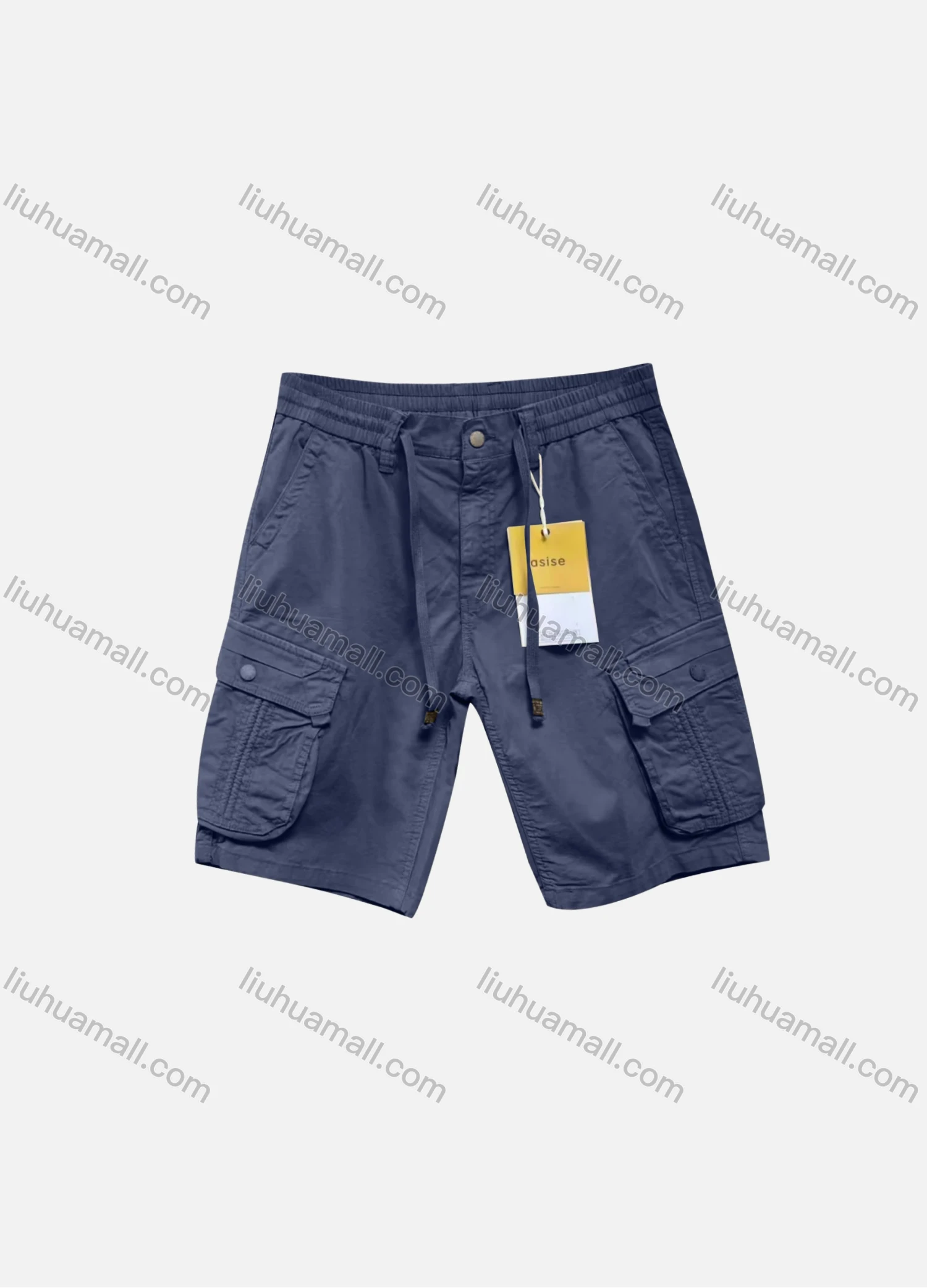 Wholesale Men's Casual Plain Flap Pockets Drawstring Cargo Shorts 2811# - Liuhuamall