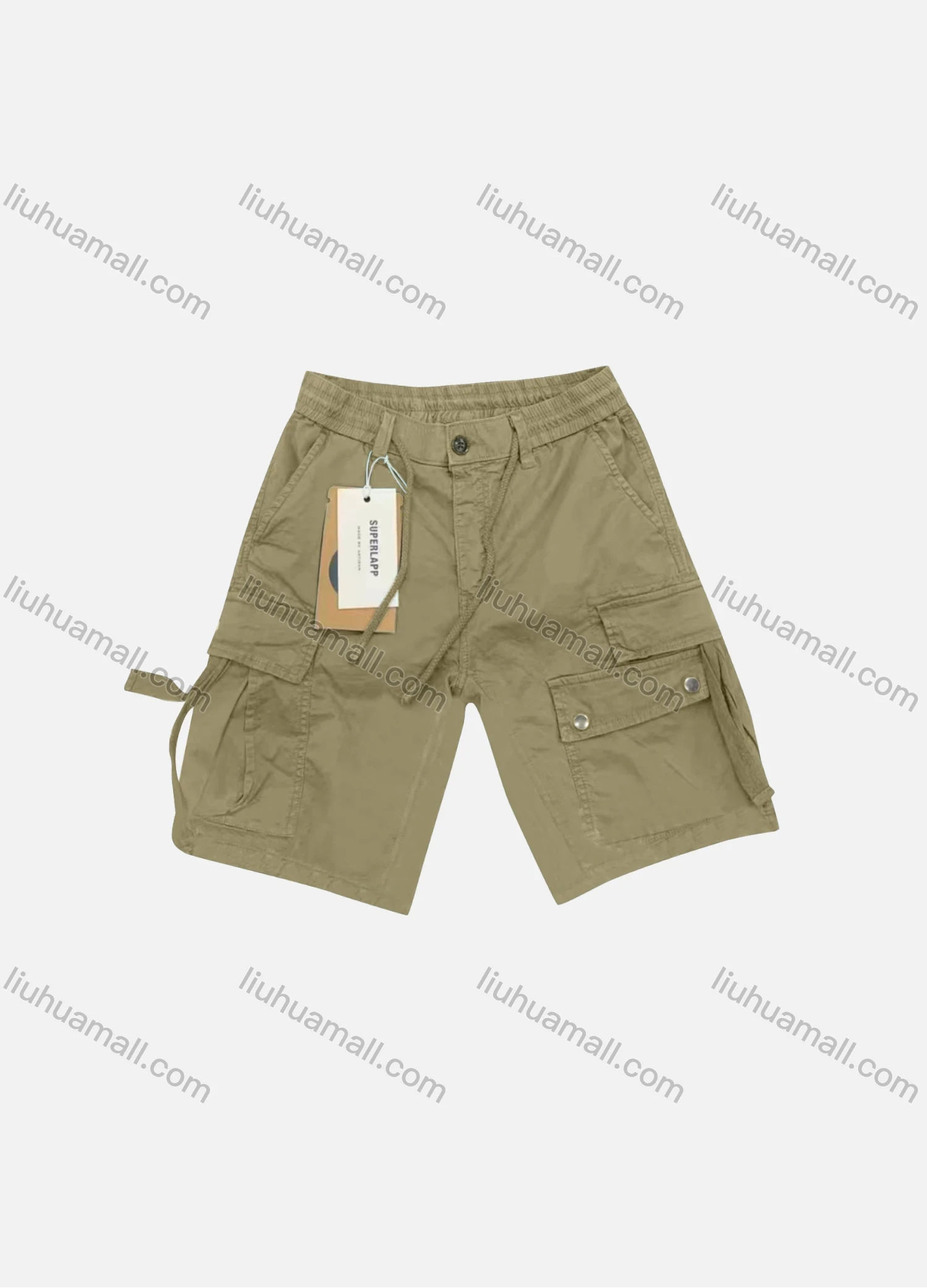 Wholesale Men's Casual Plain Flap Pockets Drawstring Cargo Shorts 080# - Liuhuamall