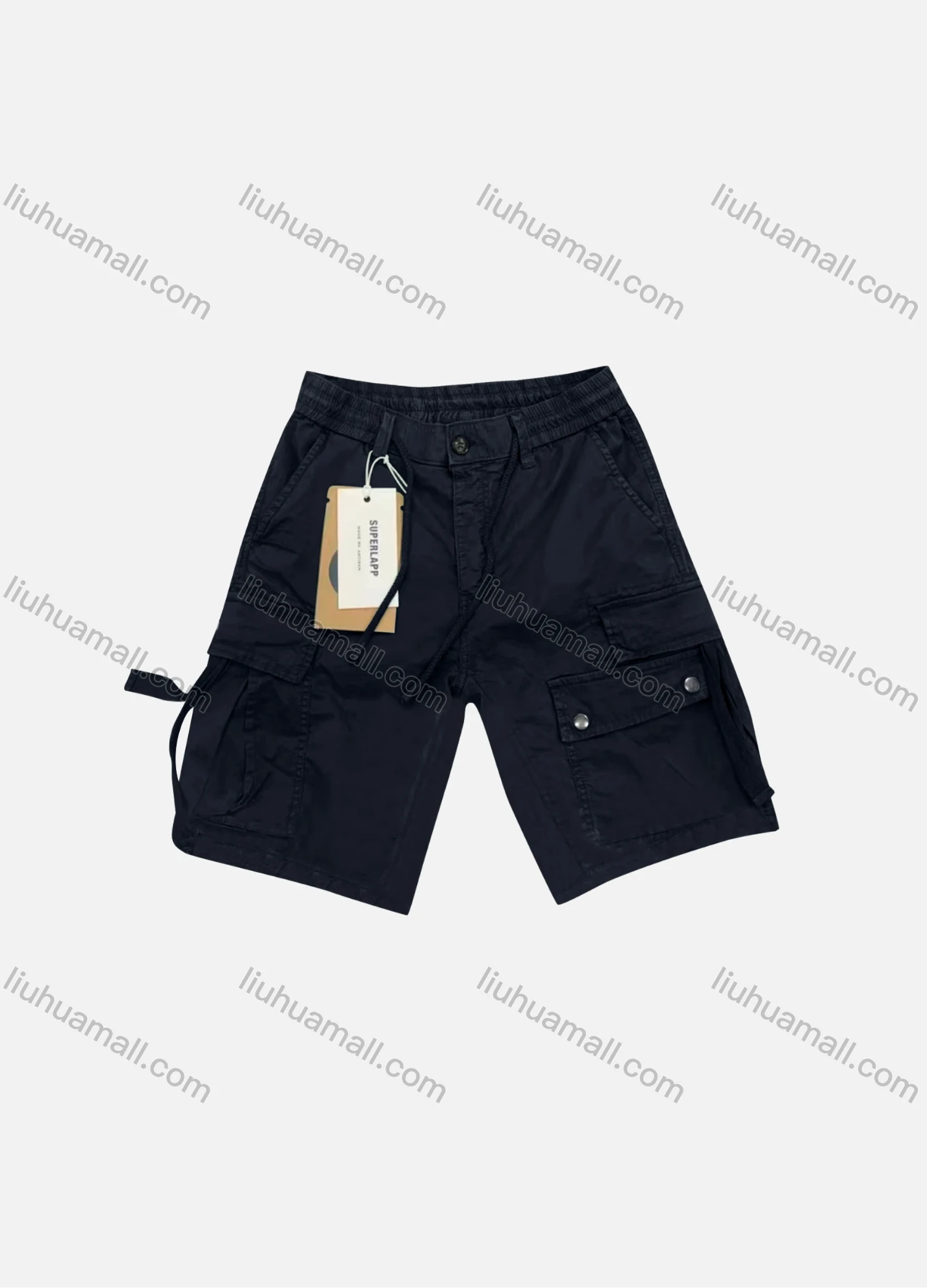 Wholesale Men's Casual Plain Flap Pockets Drawstring Cargo Shorts 080# - Liuhuamall