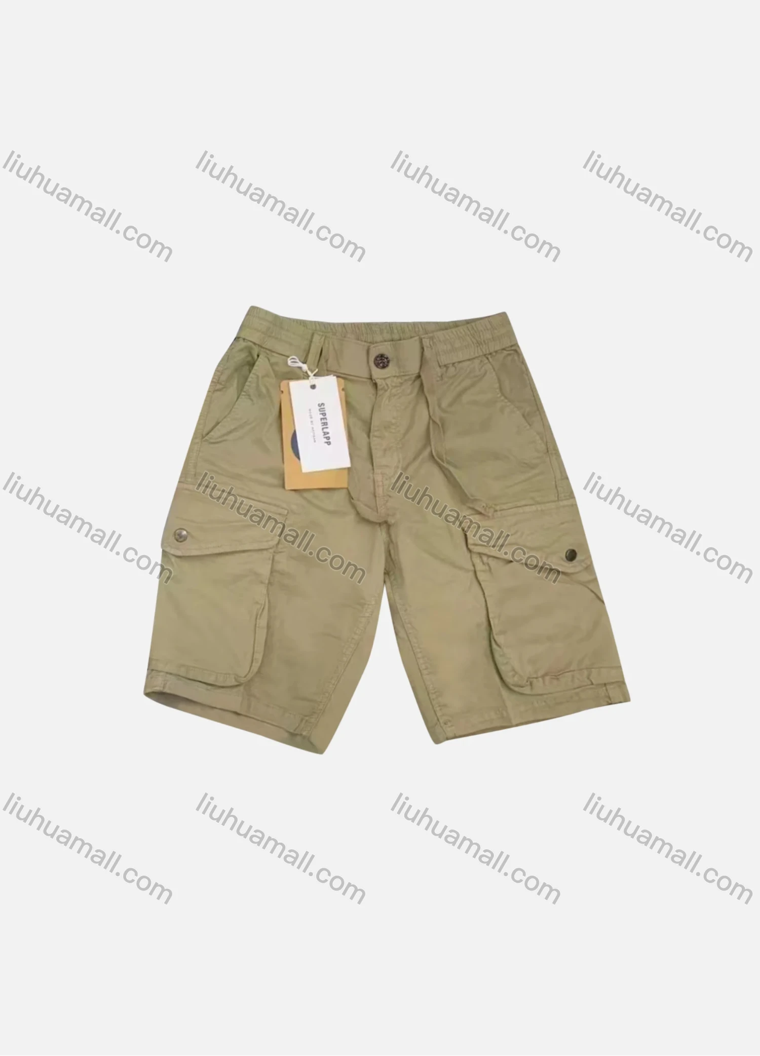 Wholesale Men's Casual Plain Flap Pockets Drawstring Cargo Shorts 078# - Liuhuamall