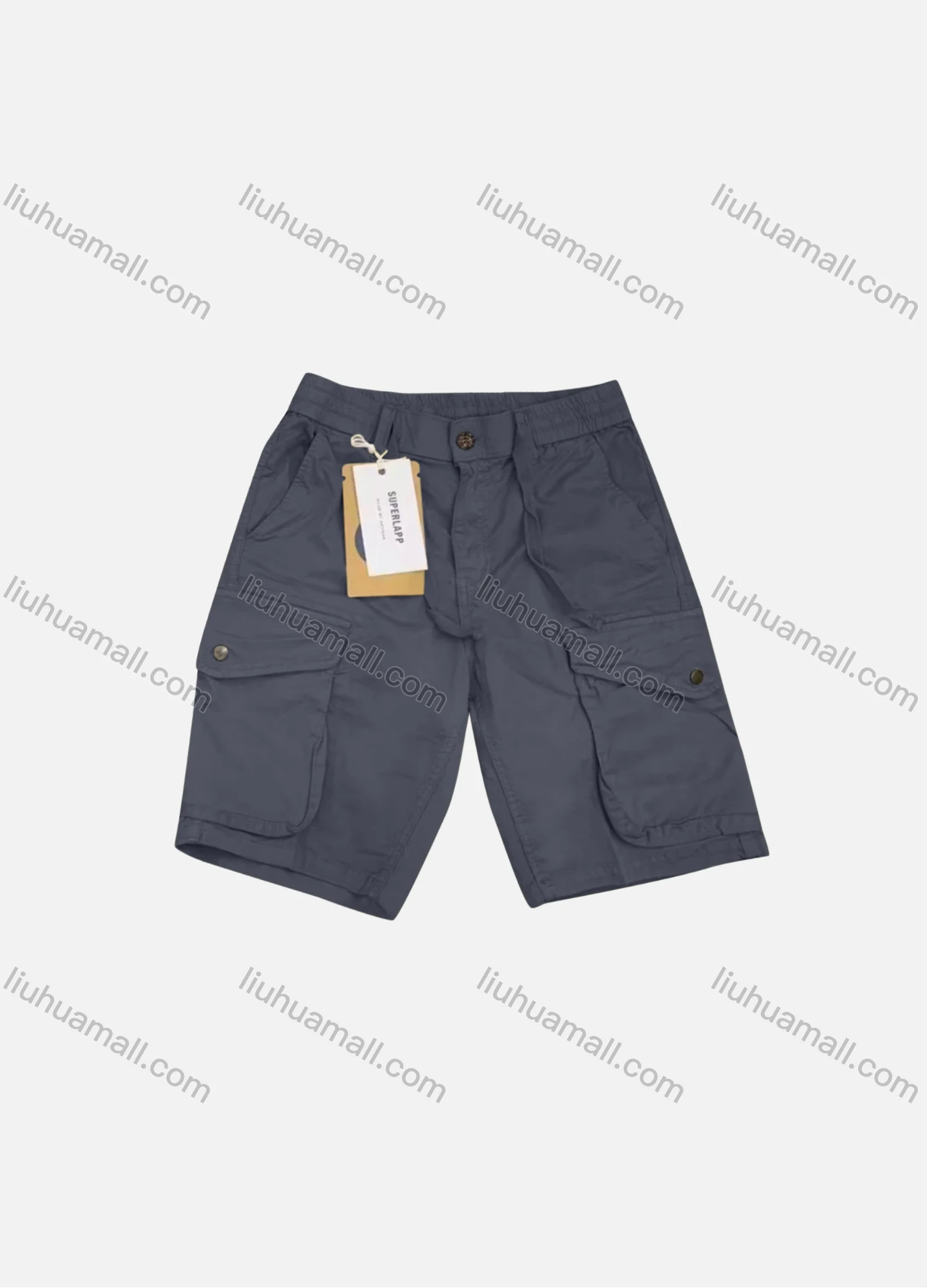 Wholesale Men's Casual Plain Flap Pockets Drawstring Cargo Shorts 078# - Liuhuamall
