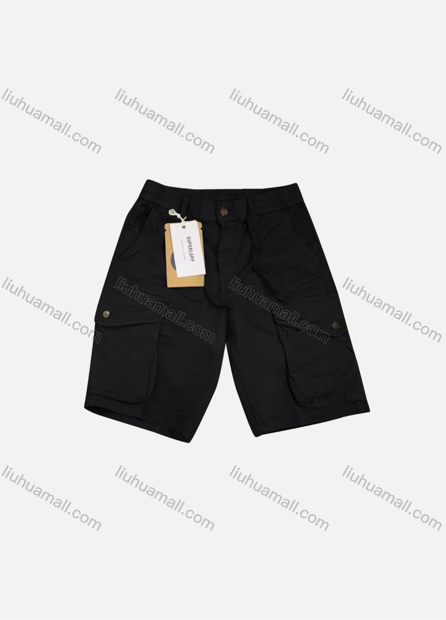 Wholesale Men's Casual Plain Flap Pockets Drawstring Cargo Shorts 078# - Liuhuamall